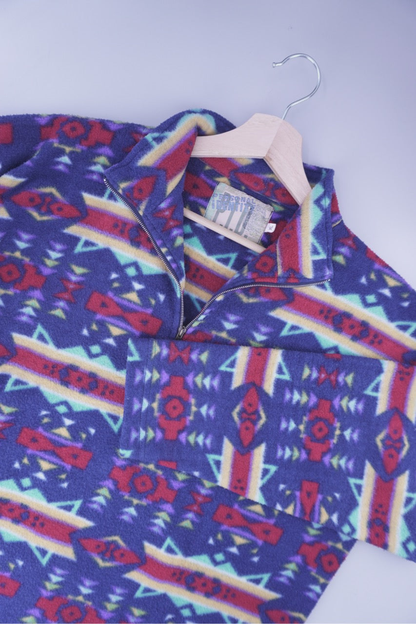 80s Personal Identity PID Fleece Blue Red L