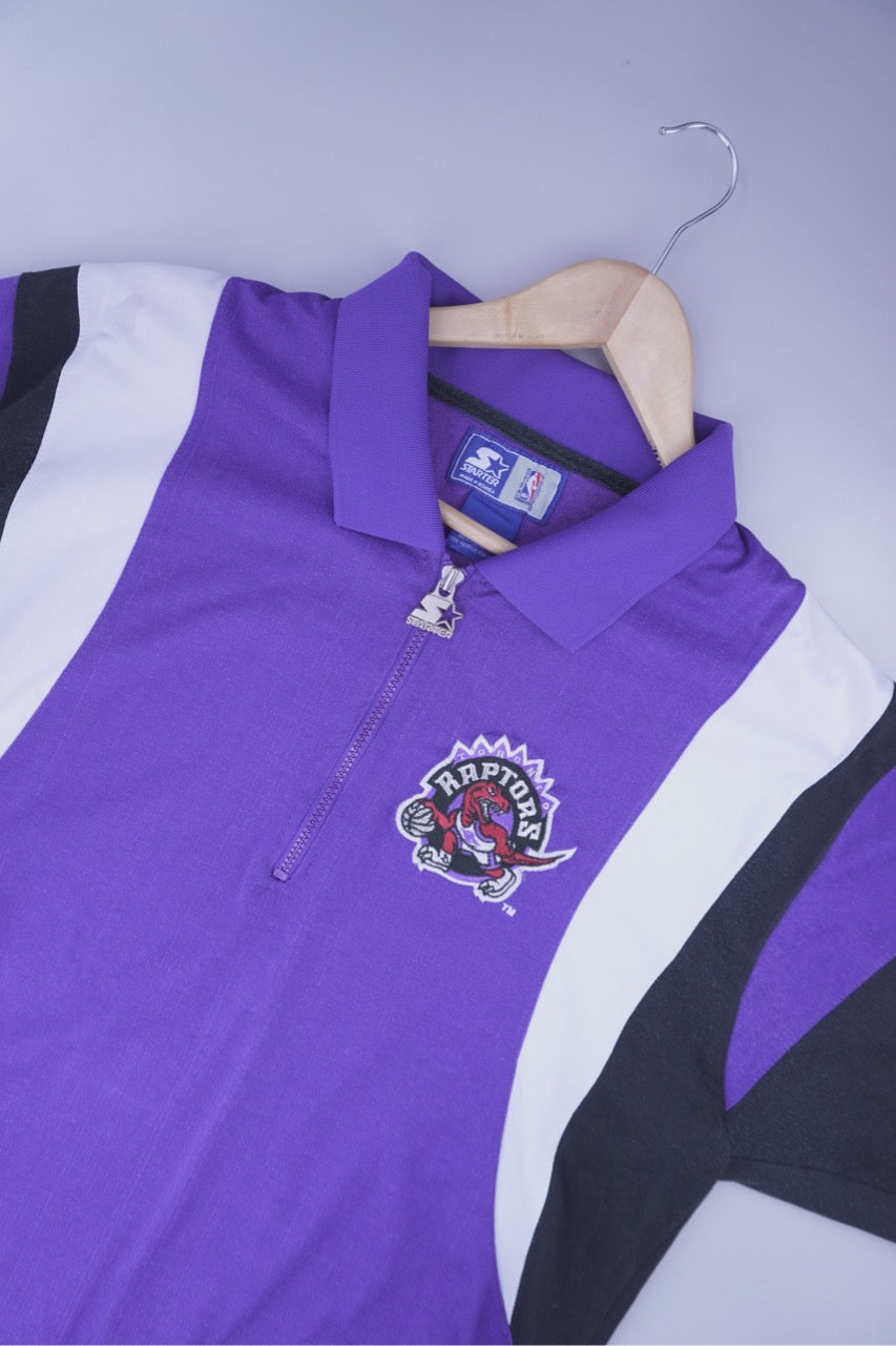 90s Starter Toronto Raptors NBA Polo-Shirt Purple L