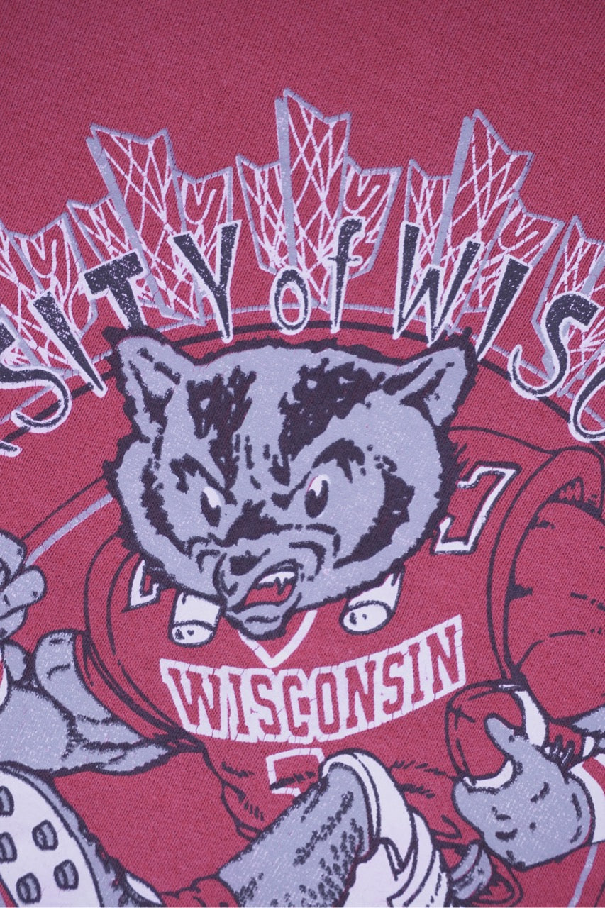 90s Fruit of the Loom Wisconsin Badgers NCAA Sweatshirt Red L