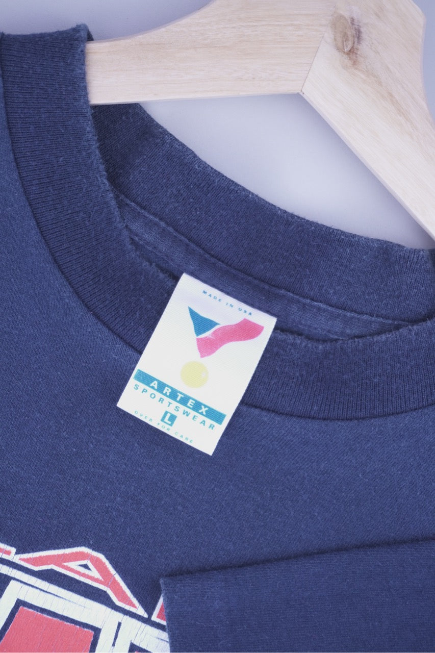 90s Artex Atlanta Braves MLB T-Shirt Navy Blue  L