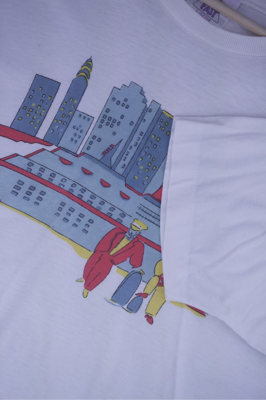 90s New Fast T-Shirt White L
