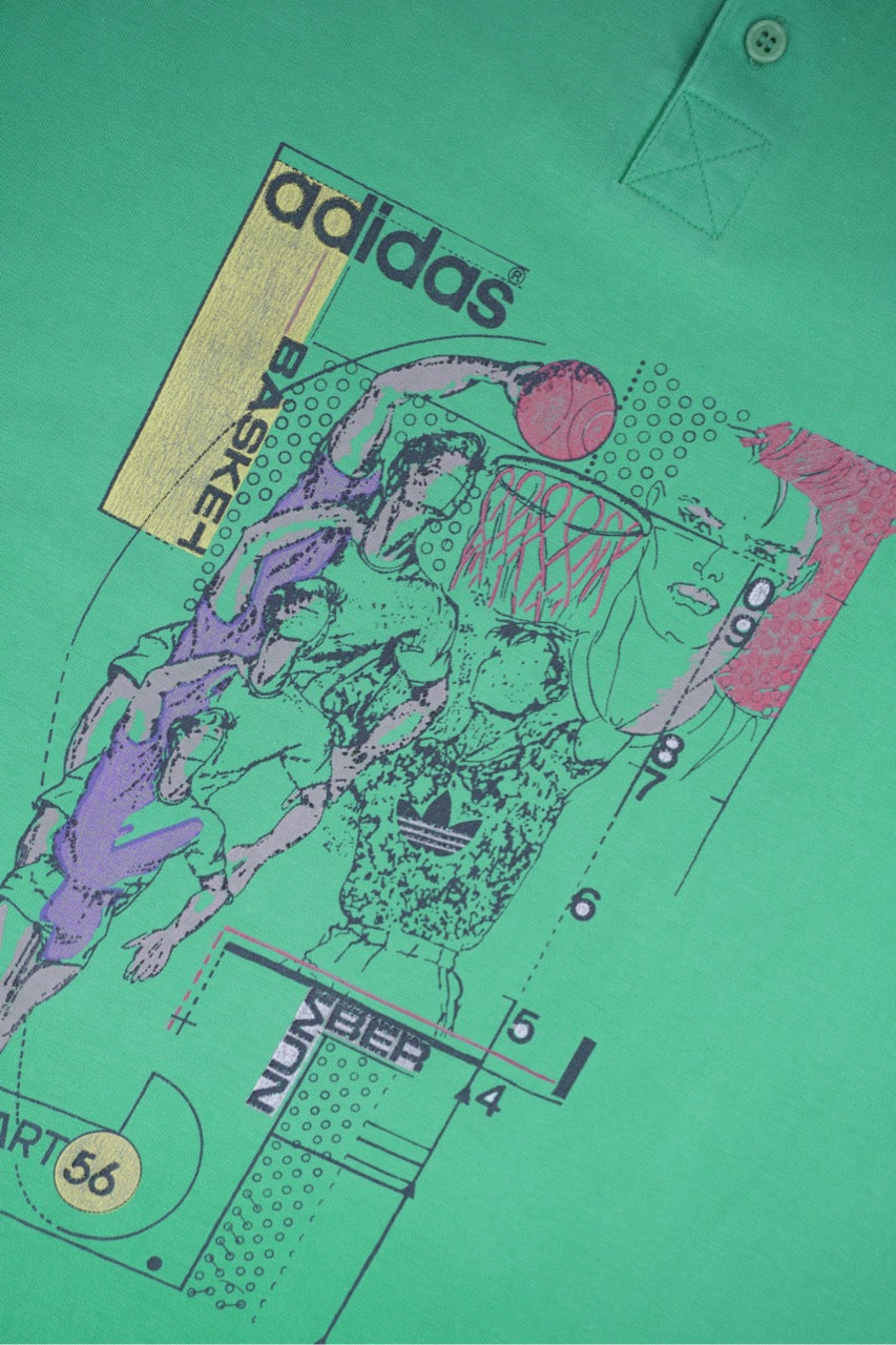 90s Adidas Basketball T-Shirt Green M