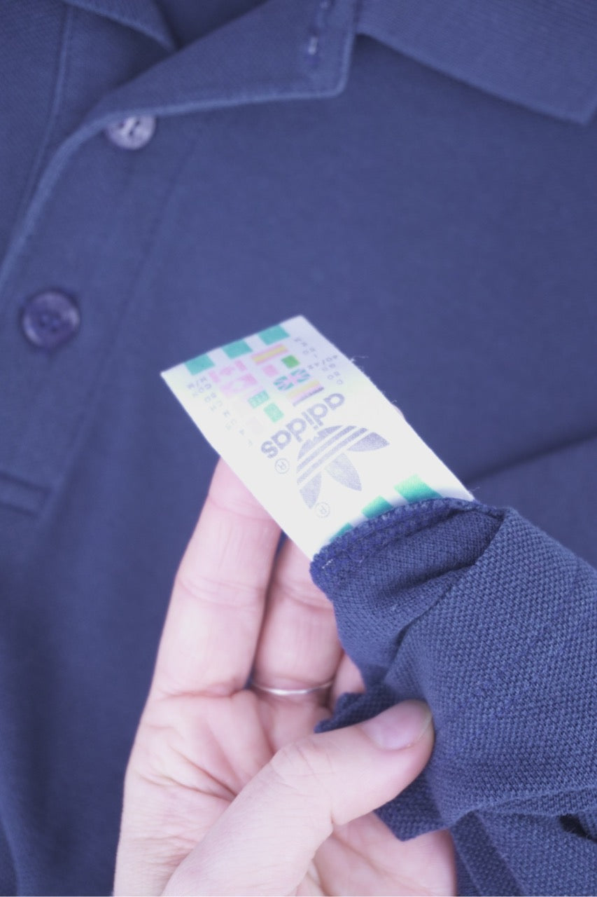 90s Adidas Polo-Shirt Navy Blue L