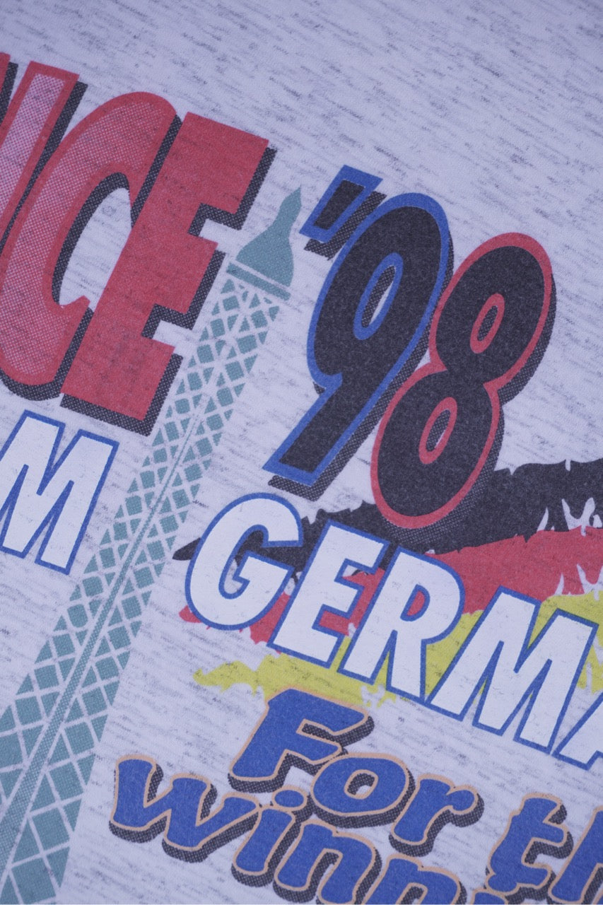 90s World Cup France 1998 Football Germany T-Shirt Grey M