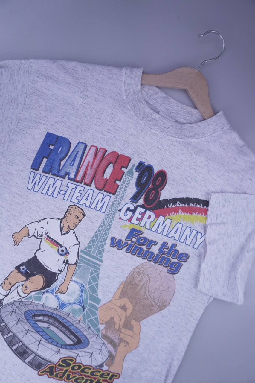 90s World Cup France 1998 Football Germany T-Shirt Grey M