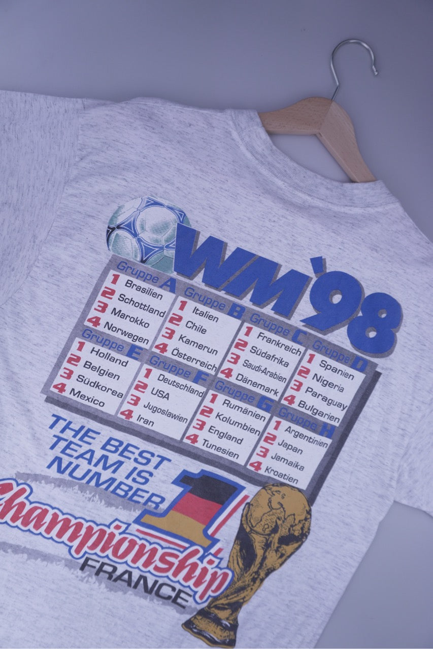 90s World Cup France 1998 Football Germany T-Shirt Grey M