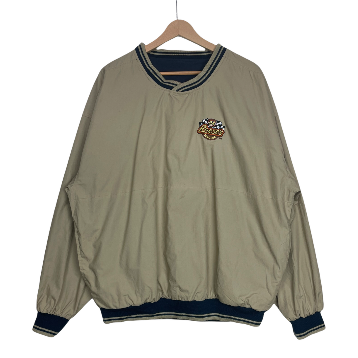 90s Reese's Racing Reversible Pullover Beige Black XL