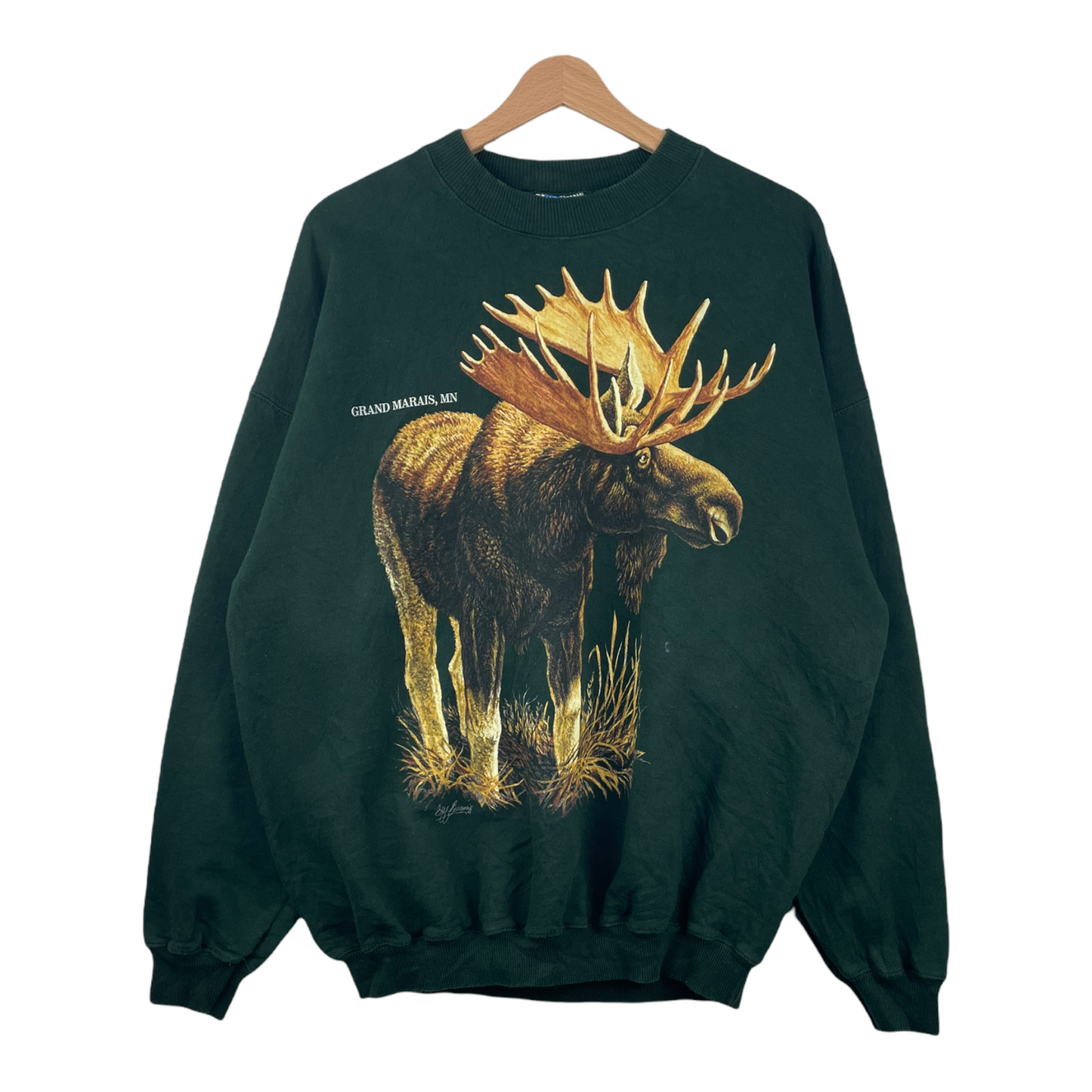 00s Gildan Animal Print Sweatshirt Green XL