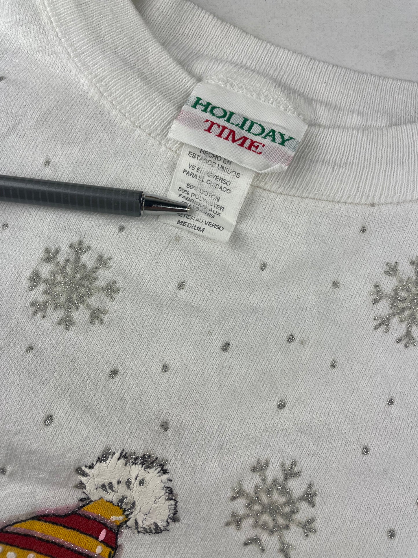 90s Holiday Time Christmas Sweatshirt white S/M
