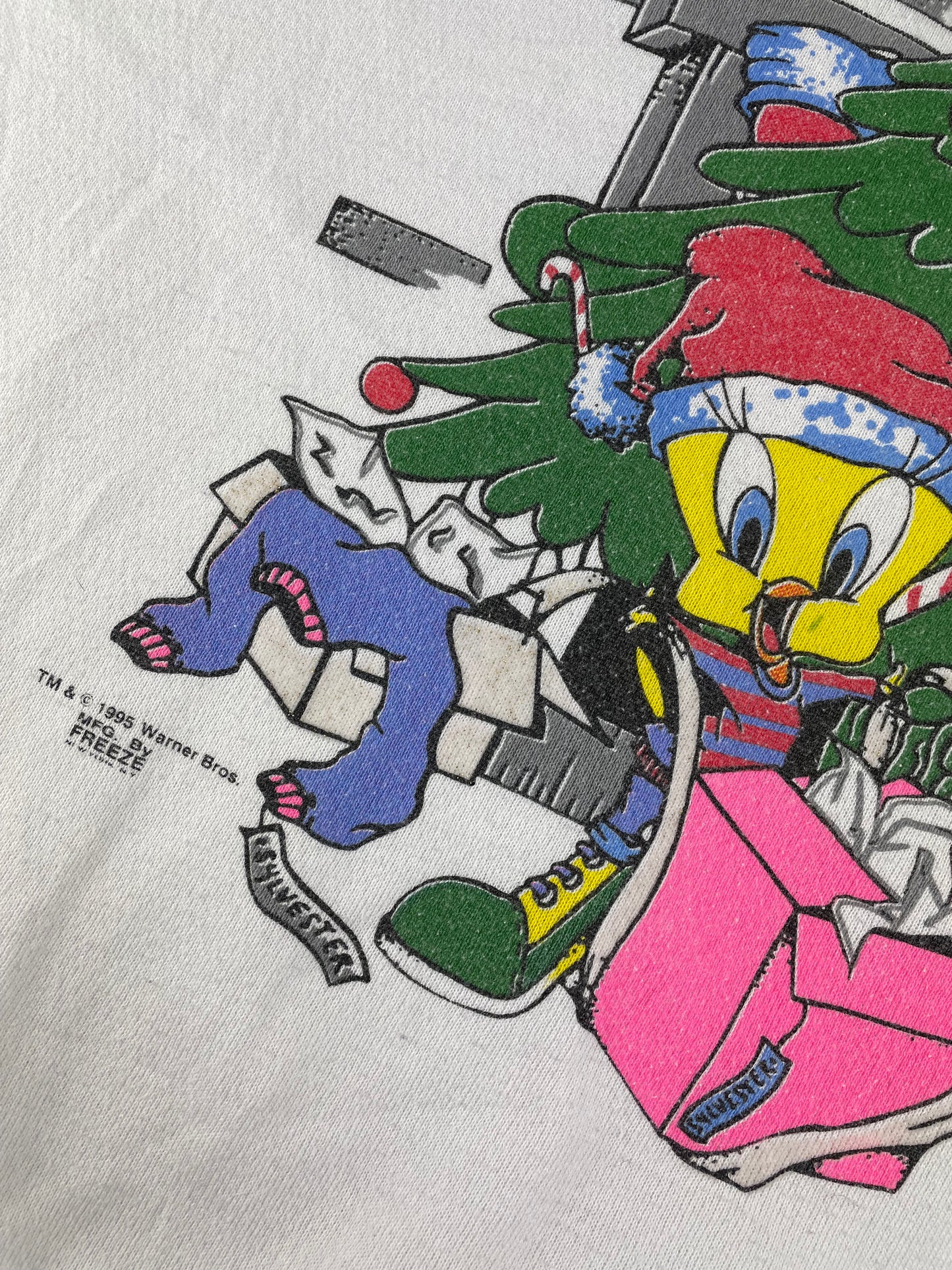 90s Looney Tunes Christmas Sweatshirt white L