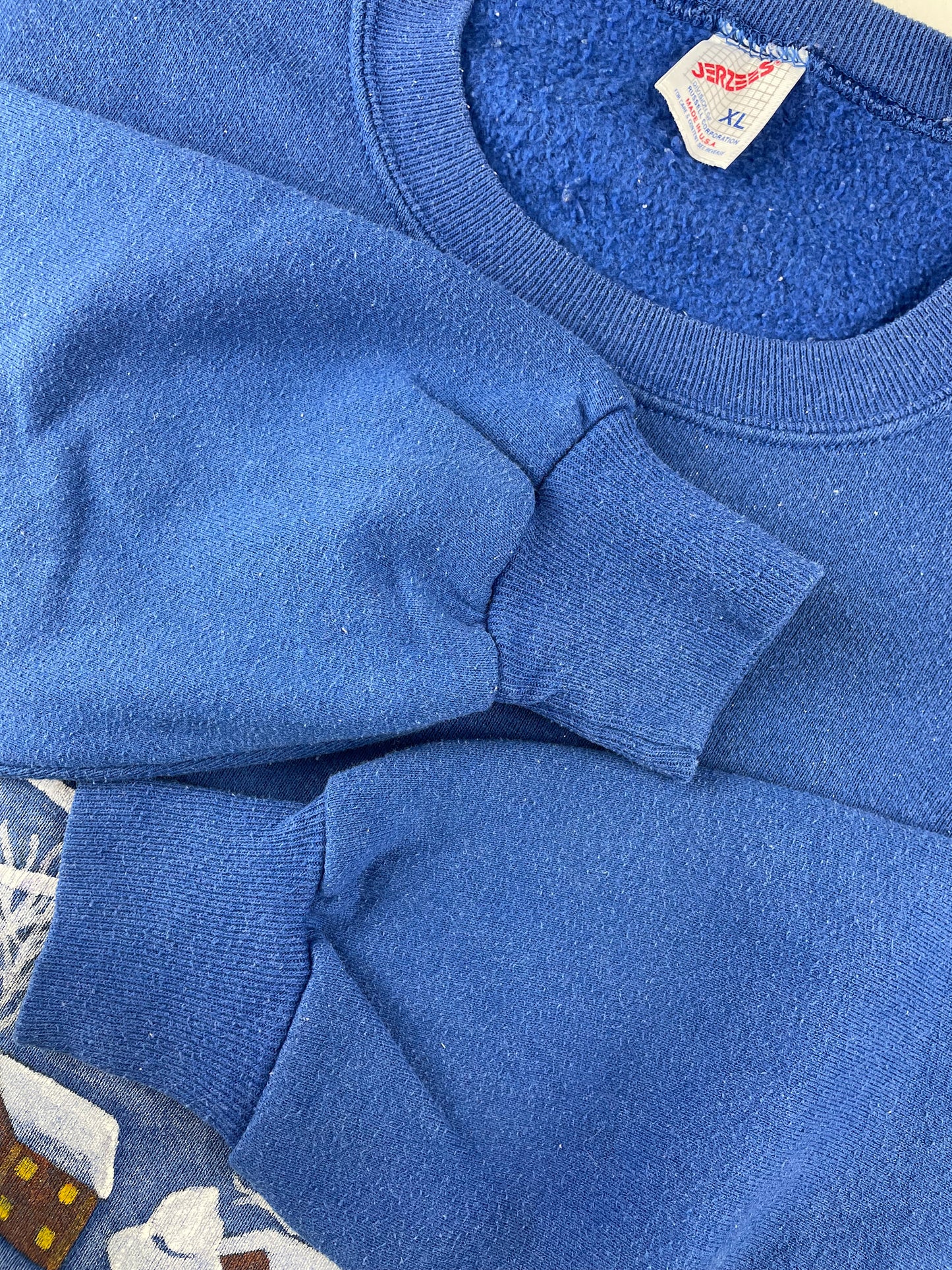 90s Jerzees Christmas Sweatshirt blue