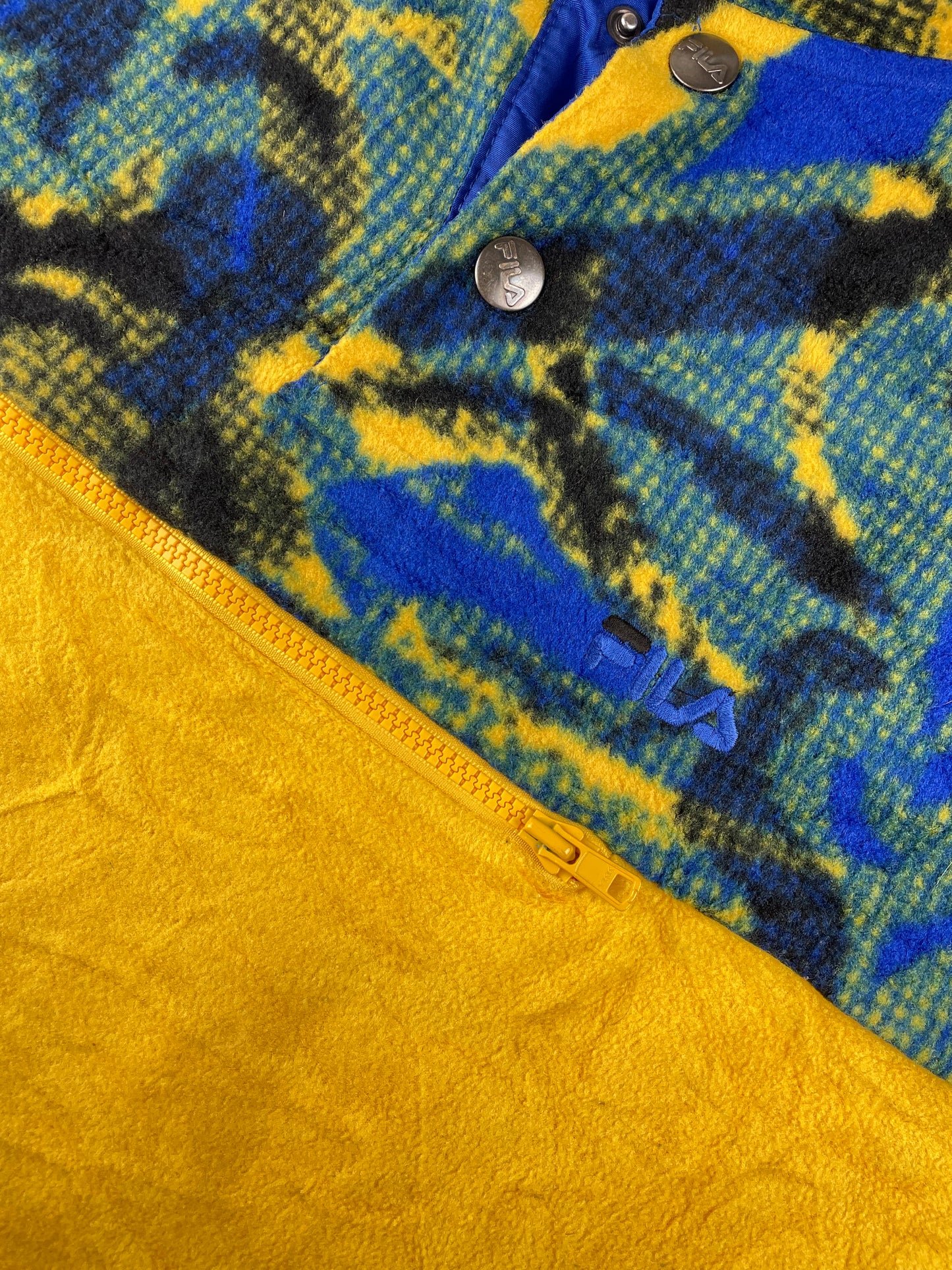 90s FILA Fleece Yellow Blue L