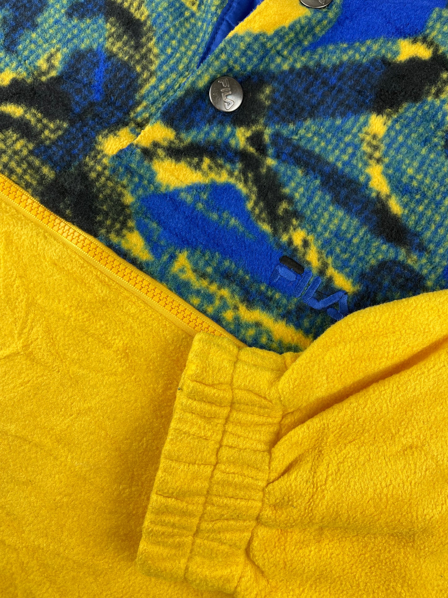 90s FILA Fleece Yellow Blue L