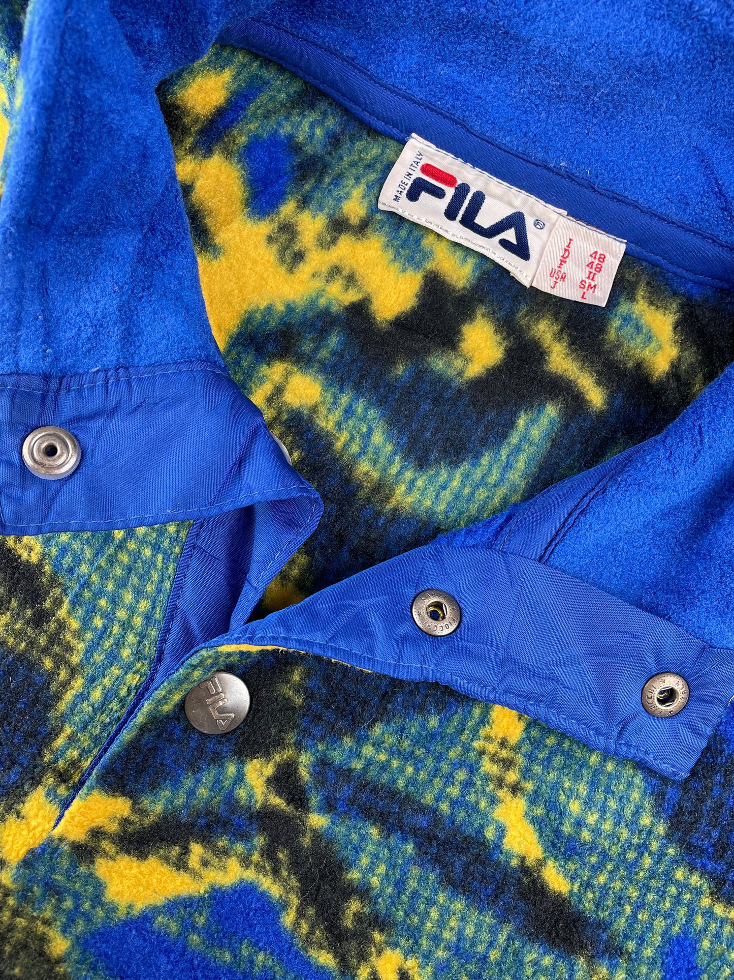 90s FILA Fleece Yellow Blue L