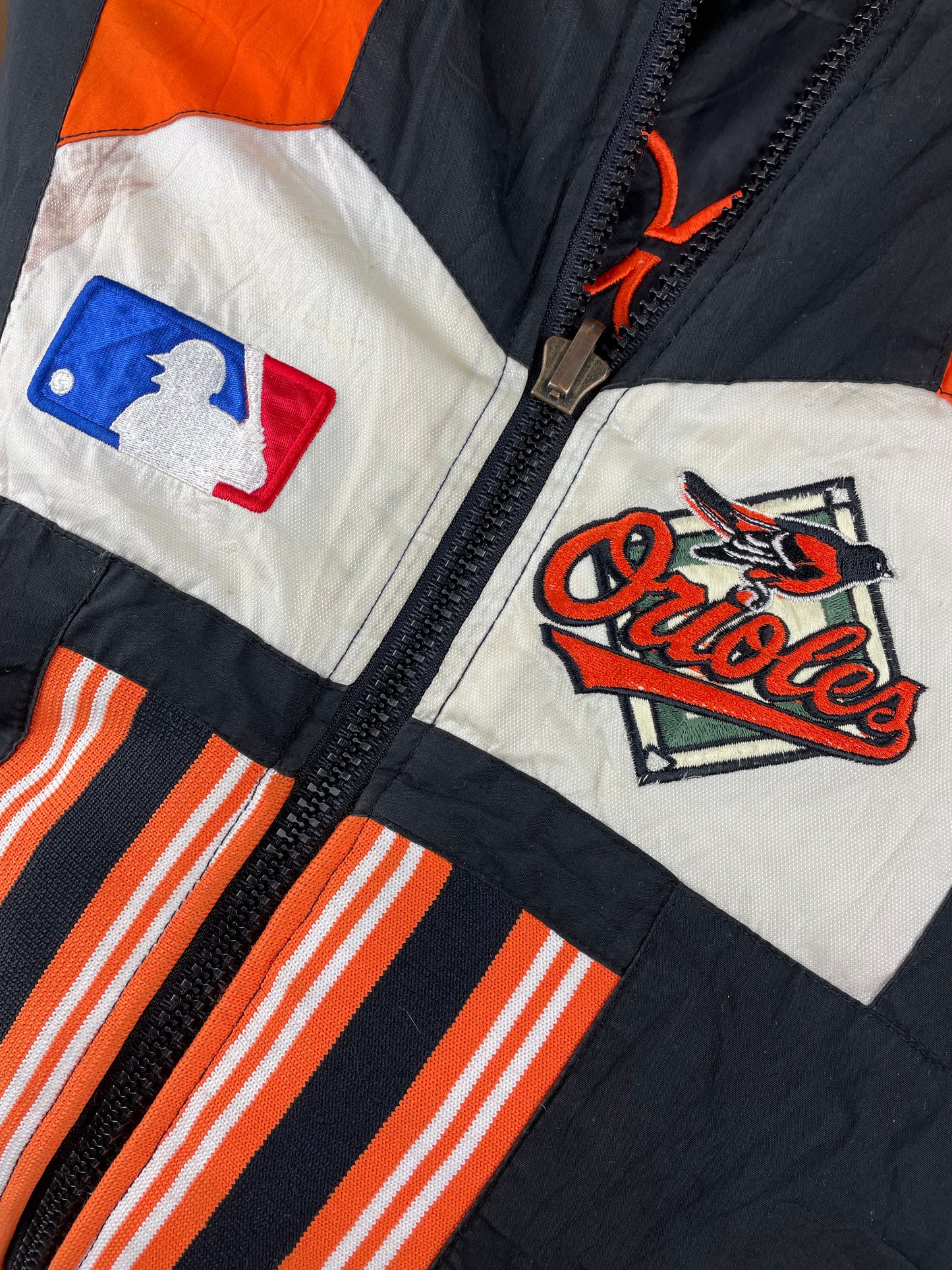 90s Pro Player Baltimore Orioles, MLB Jacket Black Orange