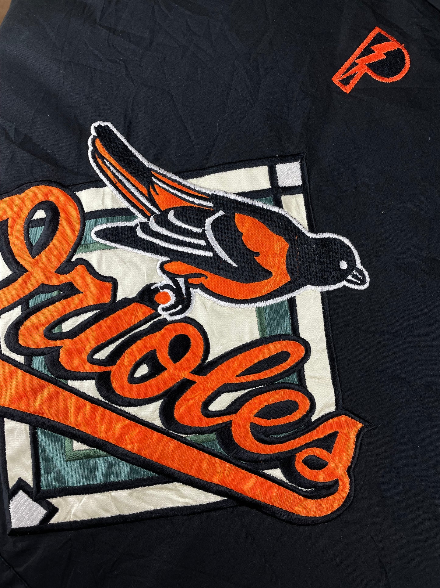 90s Pro Player Baltimore Orioles, MLB Jacket Black Orange