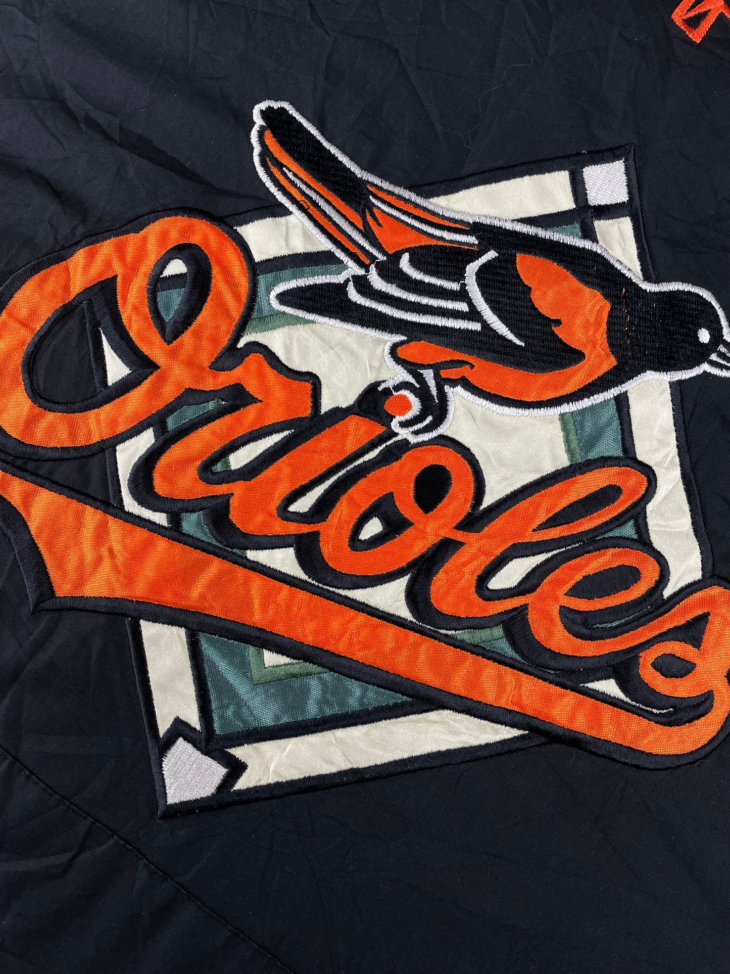 90s Pro Player Baltimore Orioles, MLB Jacket Black Orange