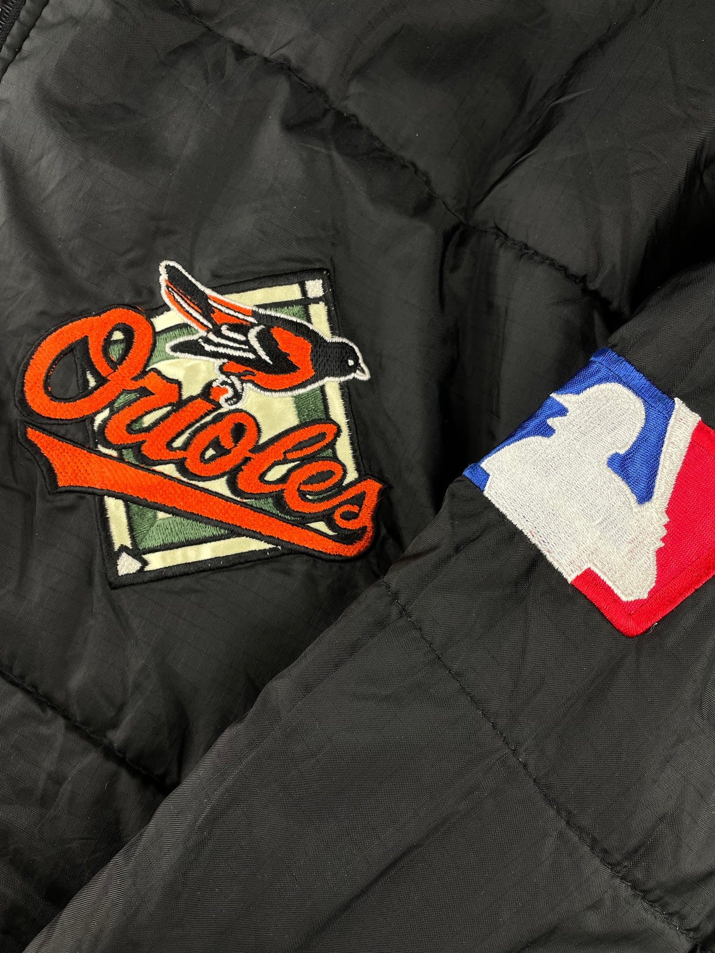 90s Pro Player Baltimore Orioles, MLB Jacket Black Orange