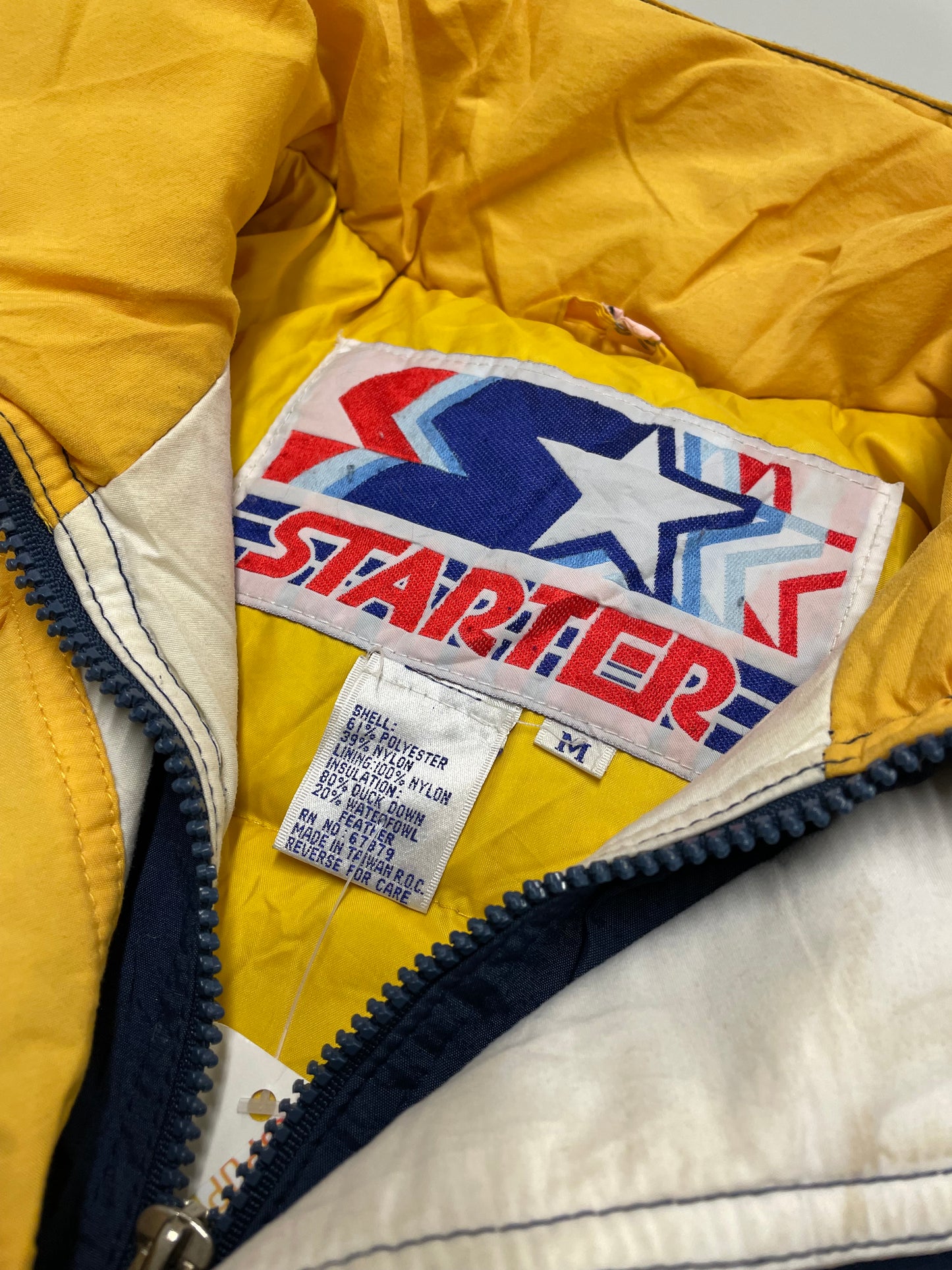 80s Starter Notre Dame Fighting Irish NCAA Jacket Navy Yellow L