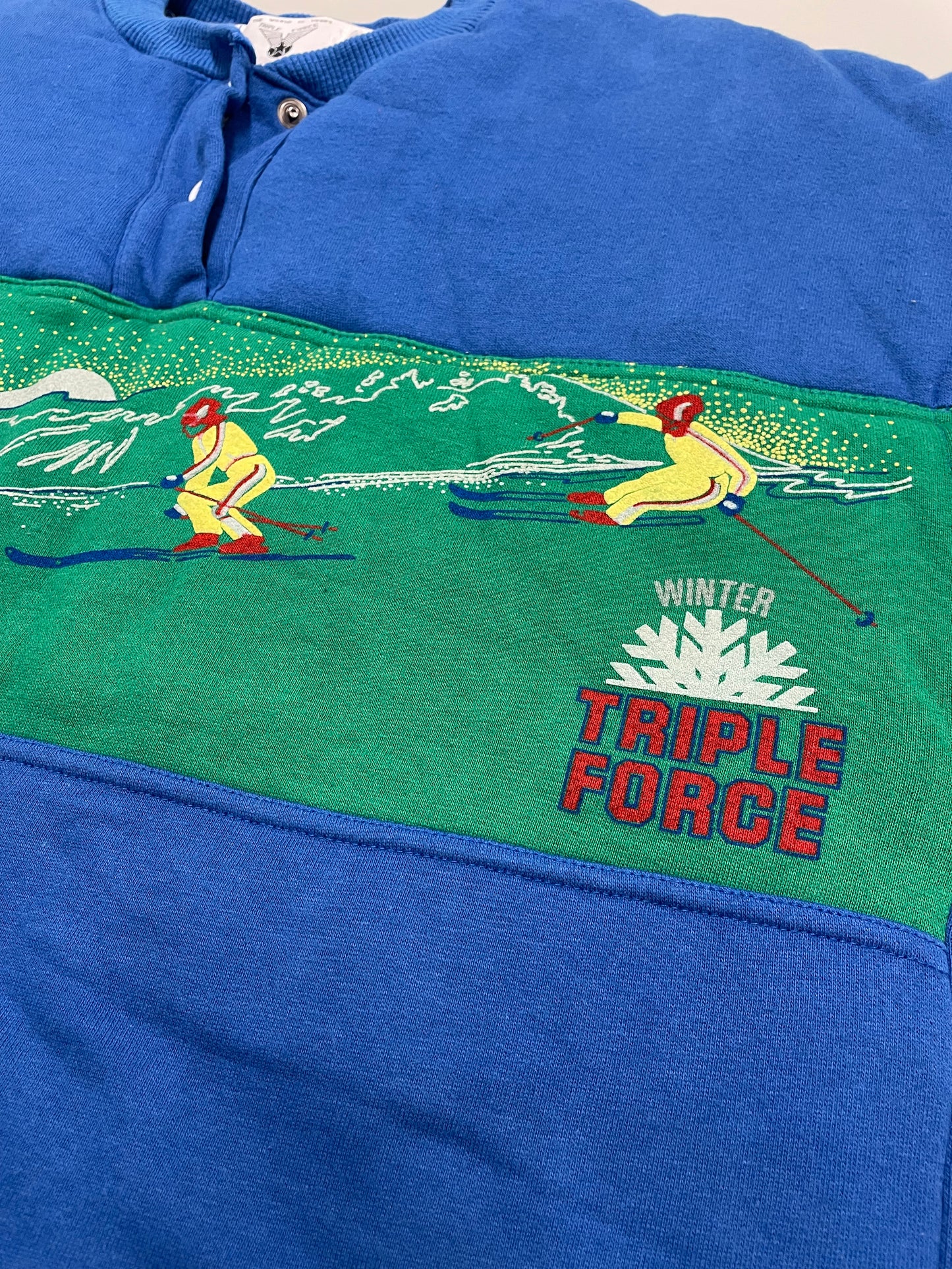 80s Triple Force Heavy Ski Sweatshirt Blue Green S