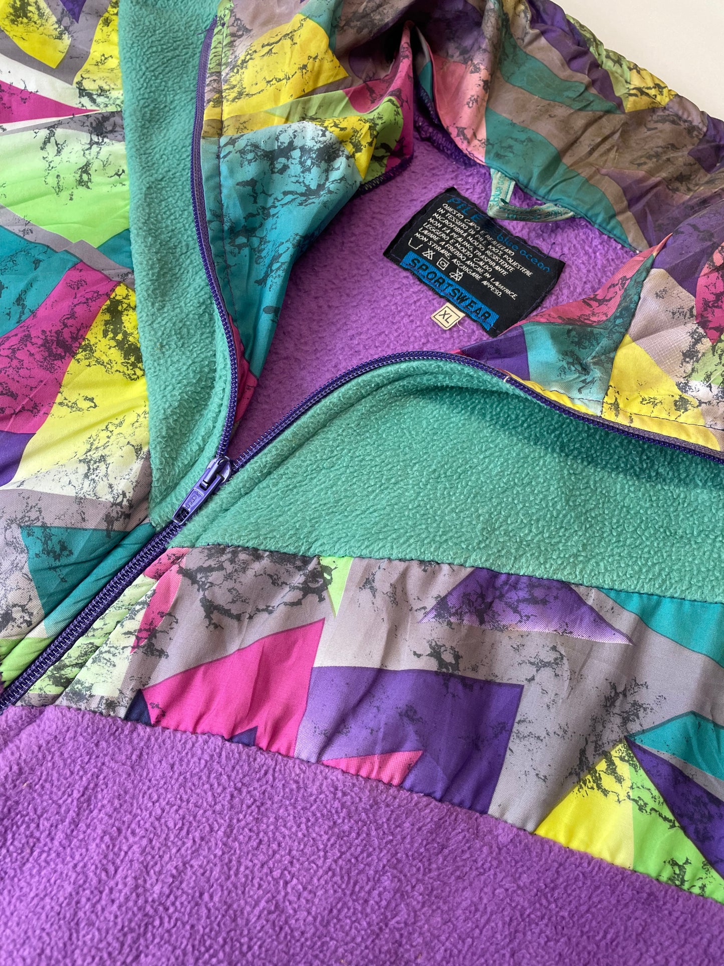 80s Pile Blue Ocean Crazy Fleece Pink Green L/XL