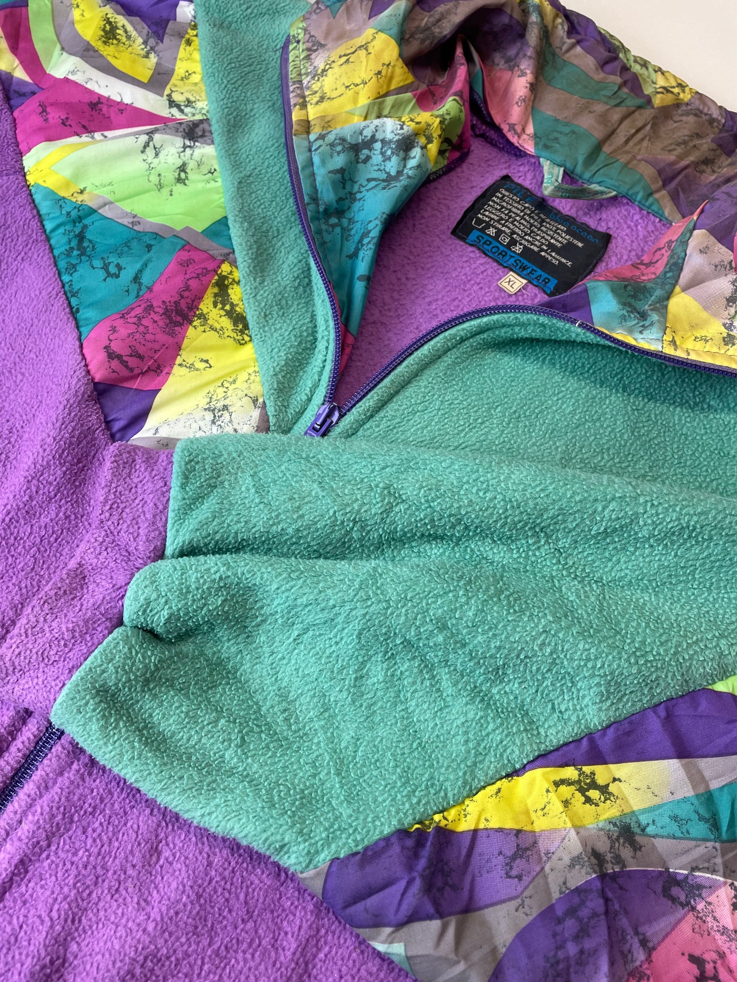 80s Pile Blue Ocean Crazy Fleece Pink Green L/XL
