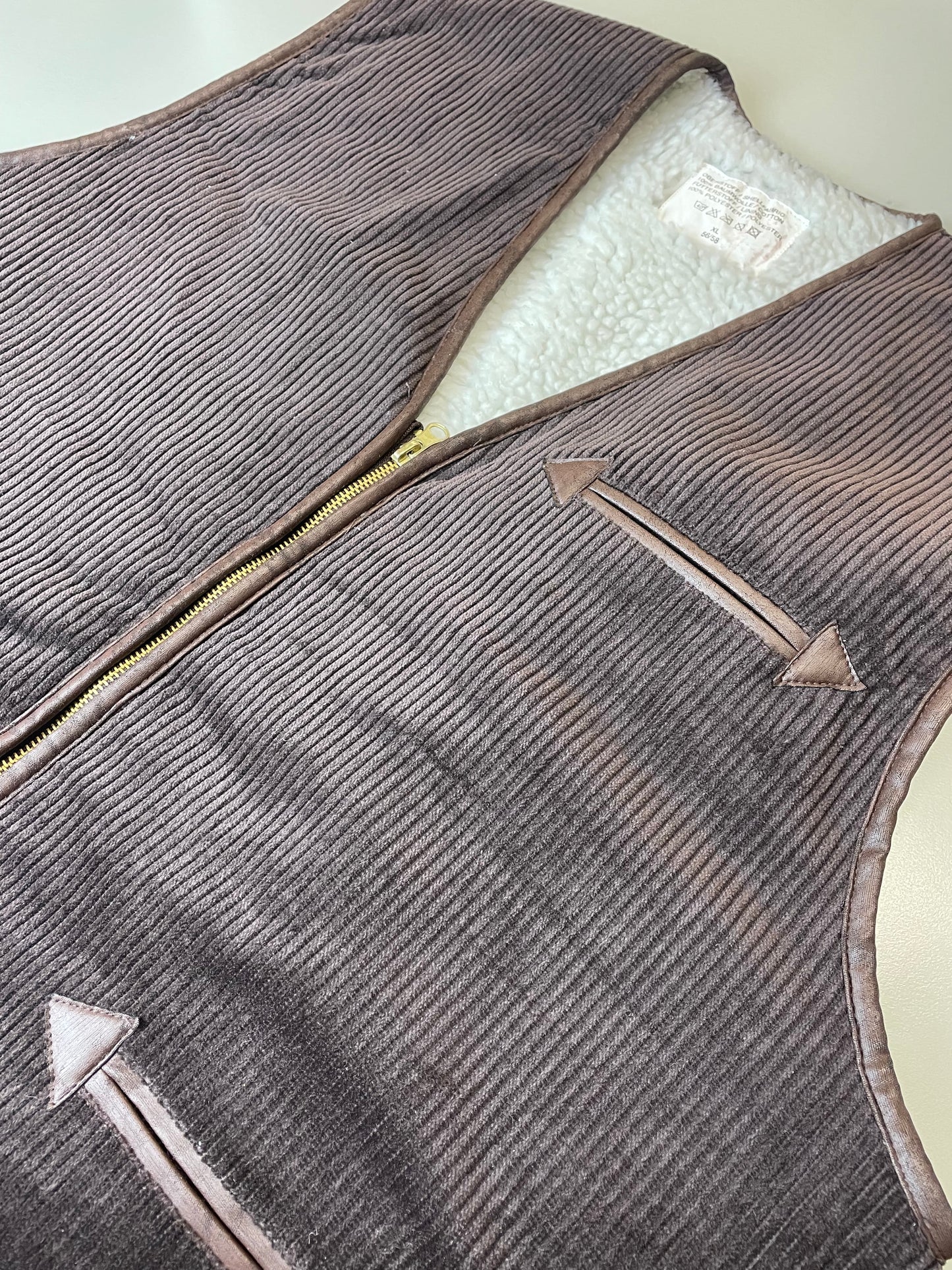 90s Unbranded Cord Vest Chocolate XL