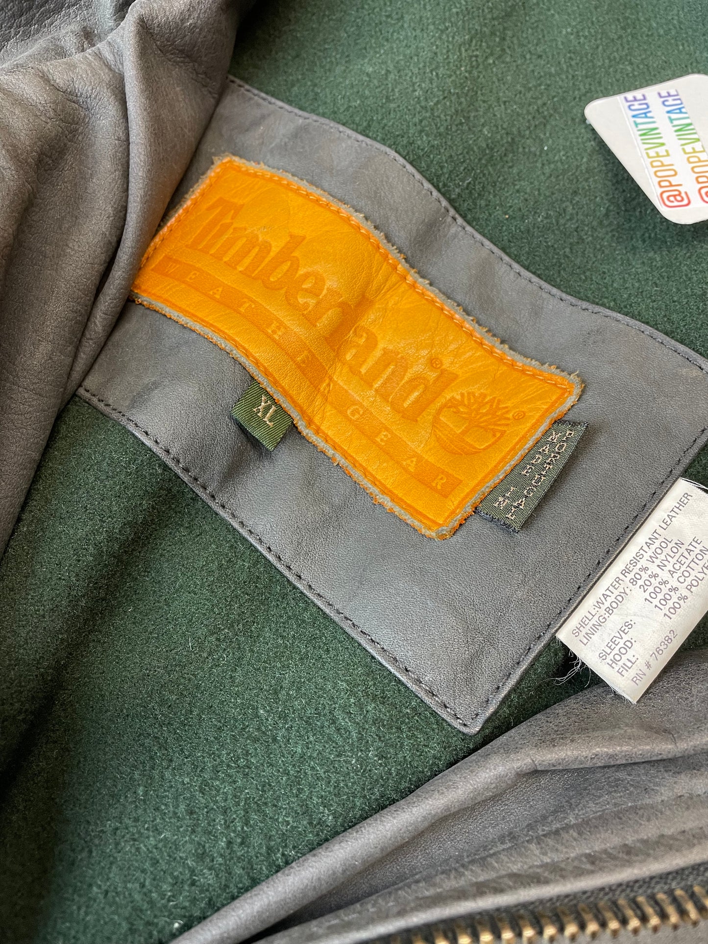 90s Timberland Leather Jacket Black XL