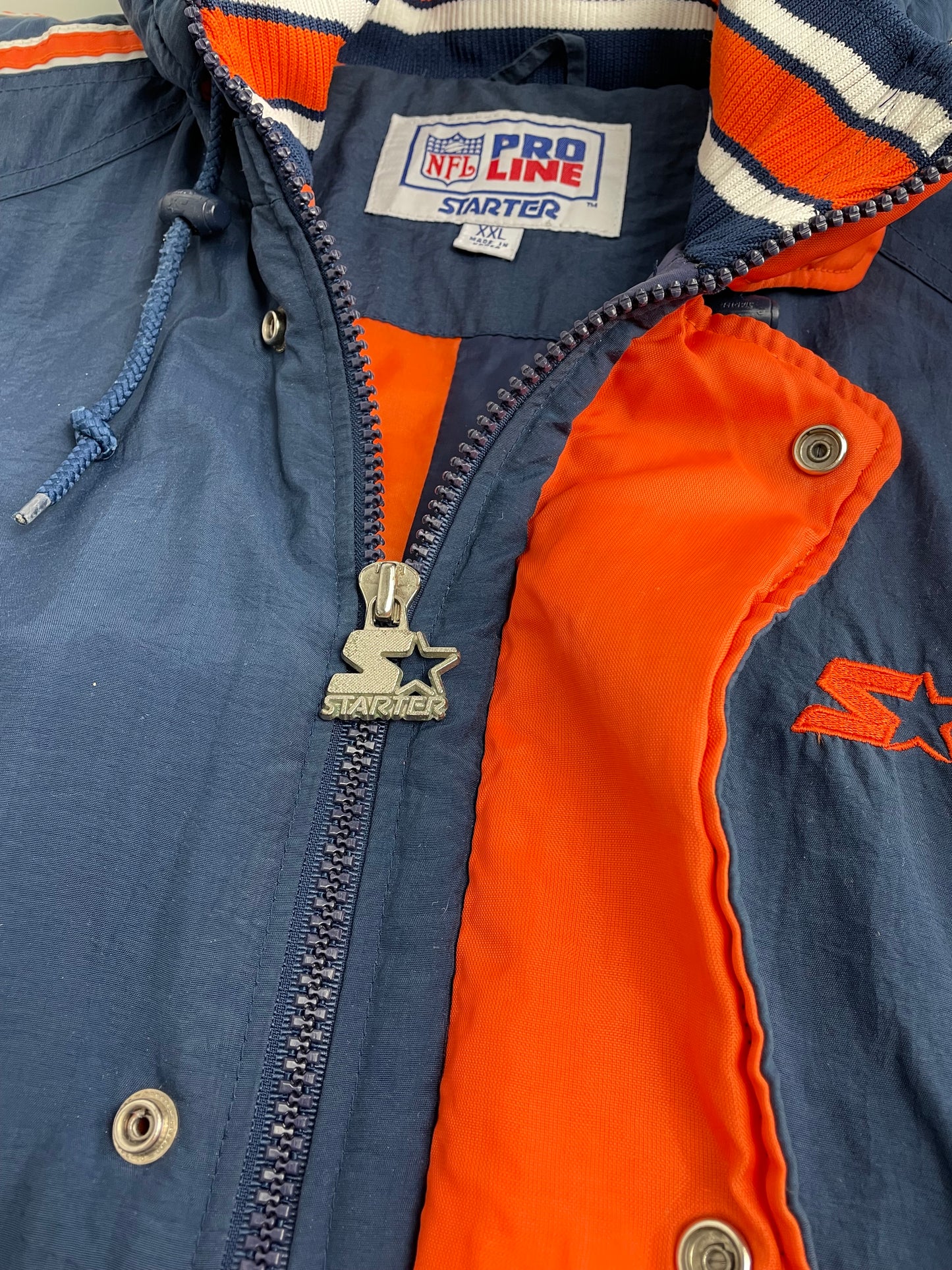 90s Starter Chicago Bears NFL Jacket Blue Orange XXL