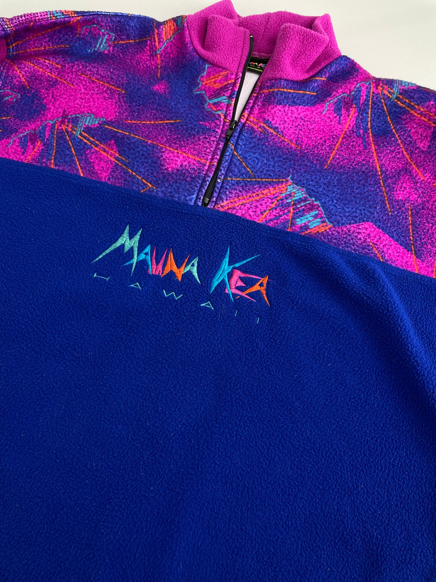 90s Manna Kea Crazy Fleece Blue Pinlk L