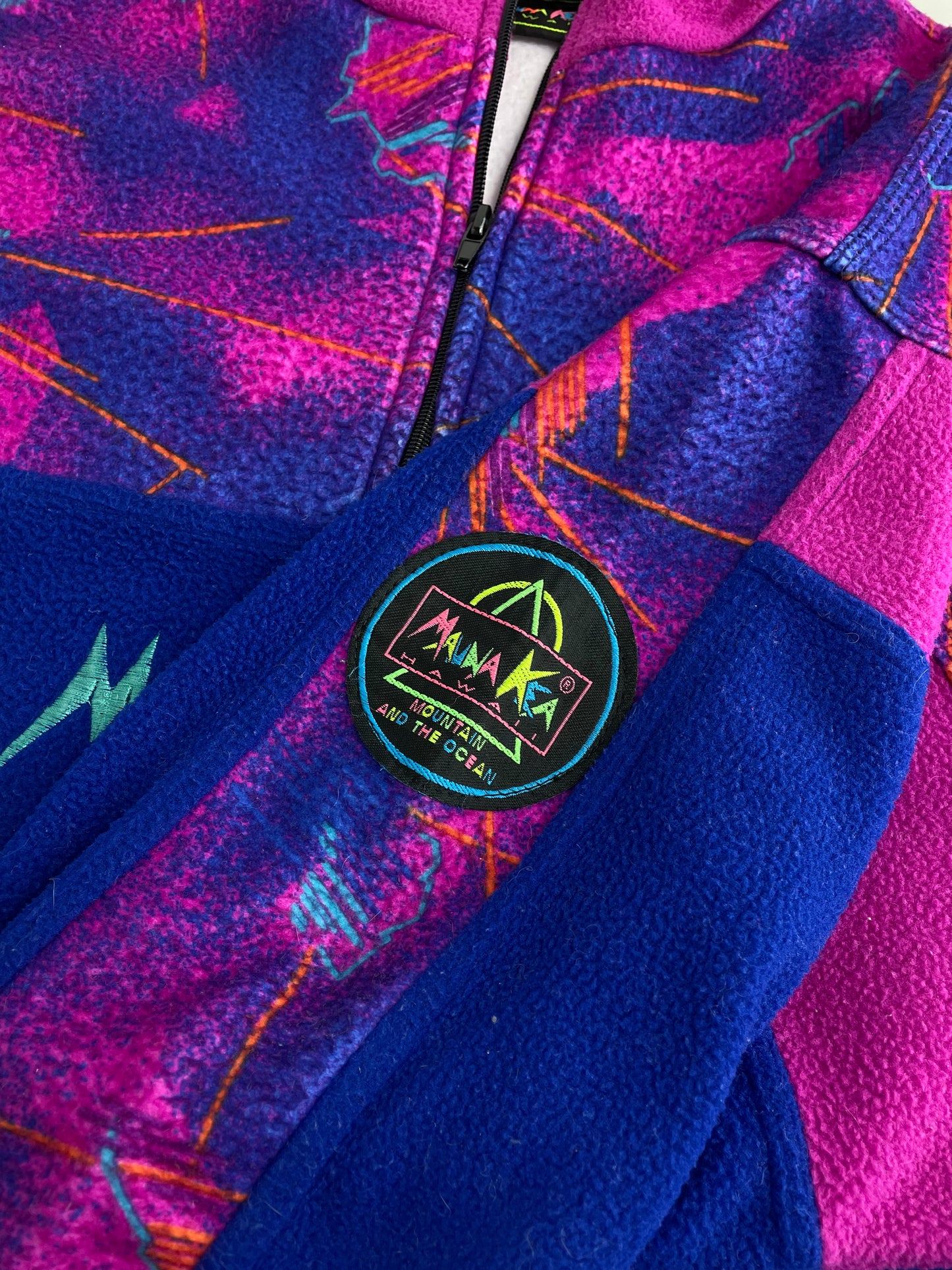 90s Manna Kea Crazy Fleece Blue Pinlk L
