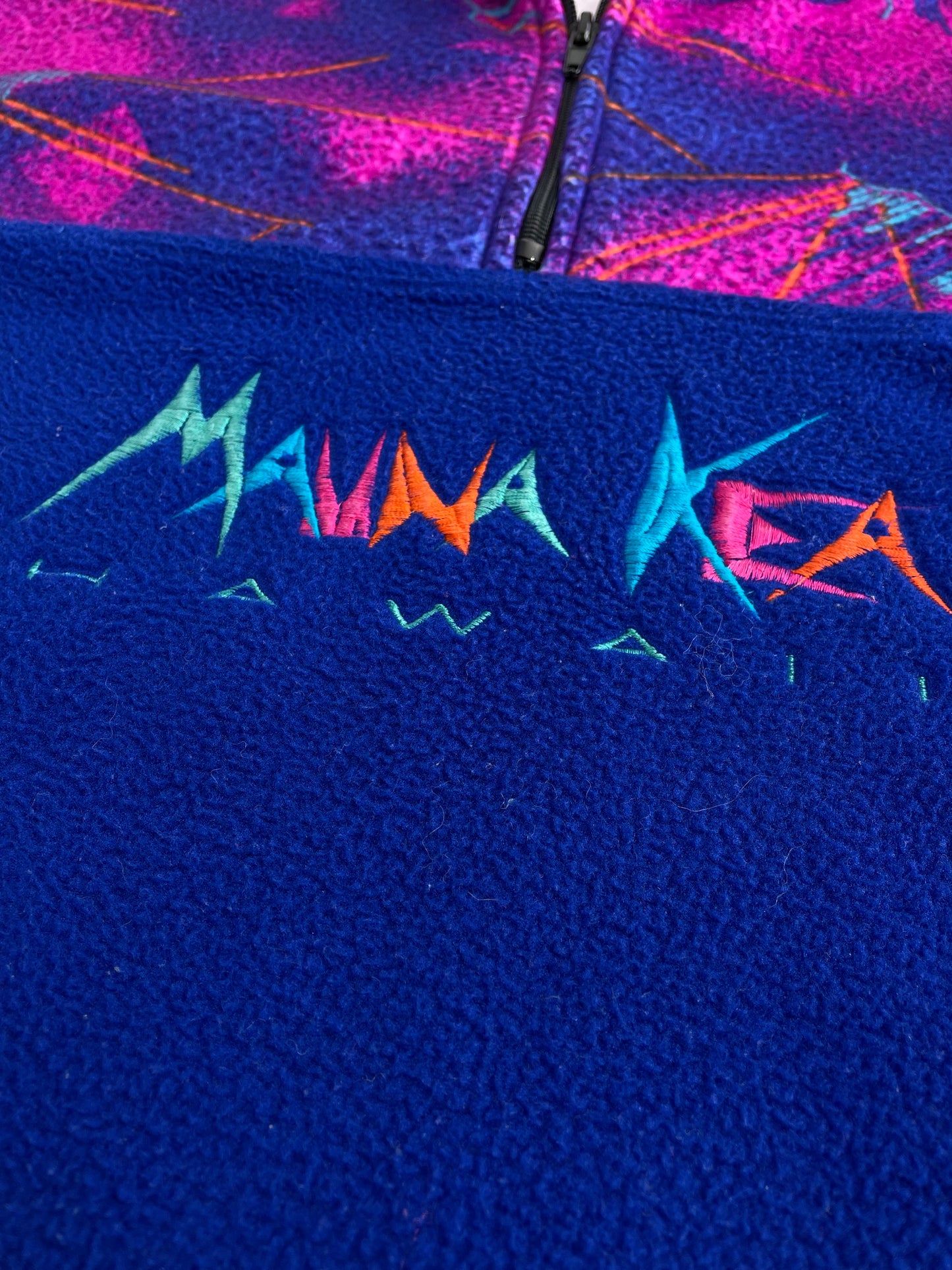 90s Manna Kea Crazy Fleece Blue Pinlk L
