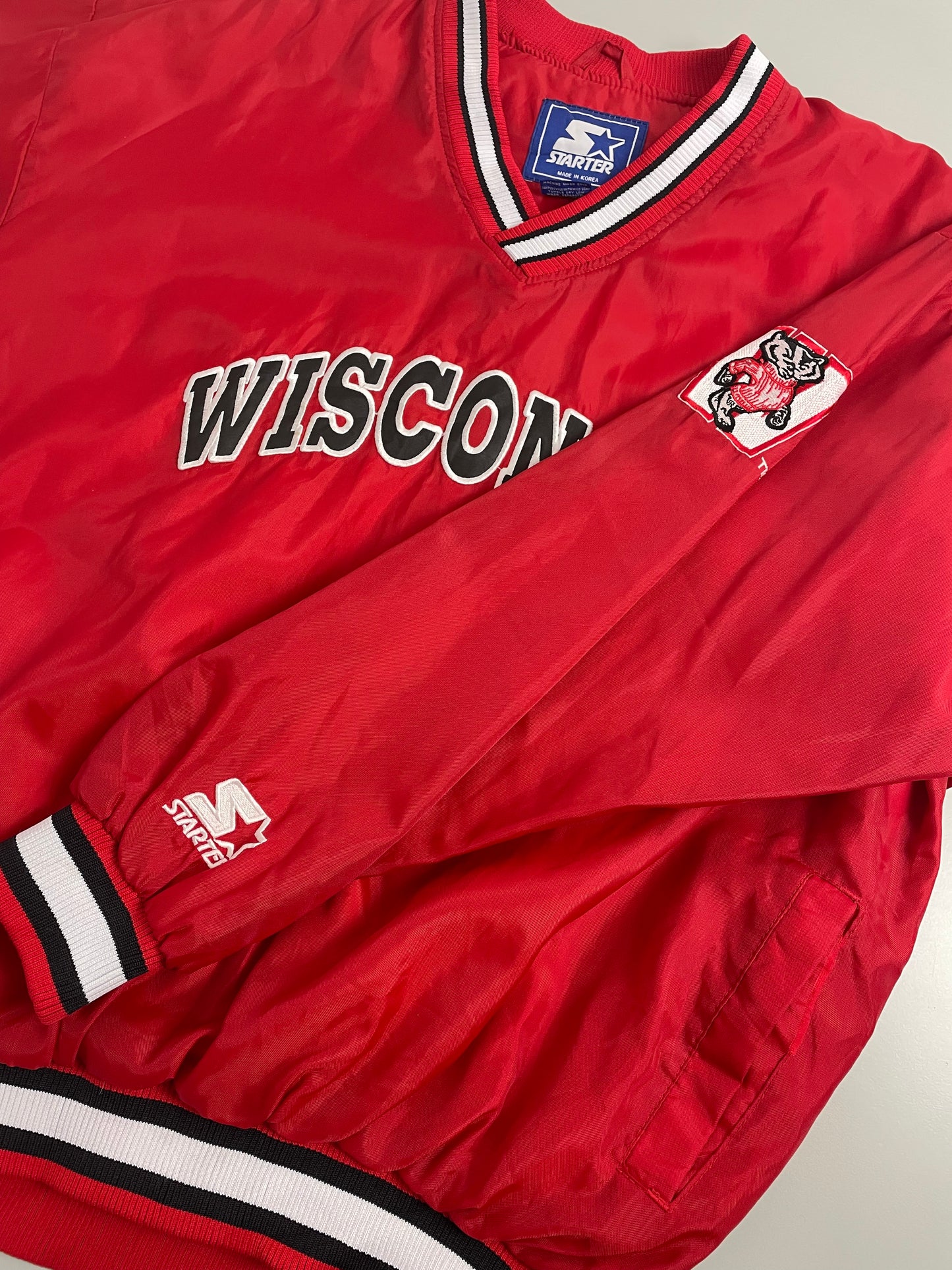 90s Starter Wisconsin Badgers NCAA Pullover Red XL
