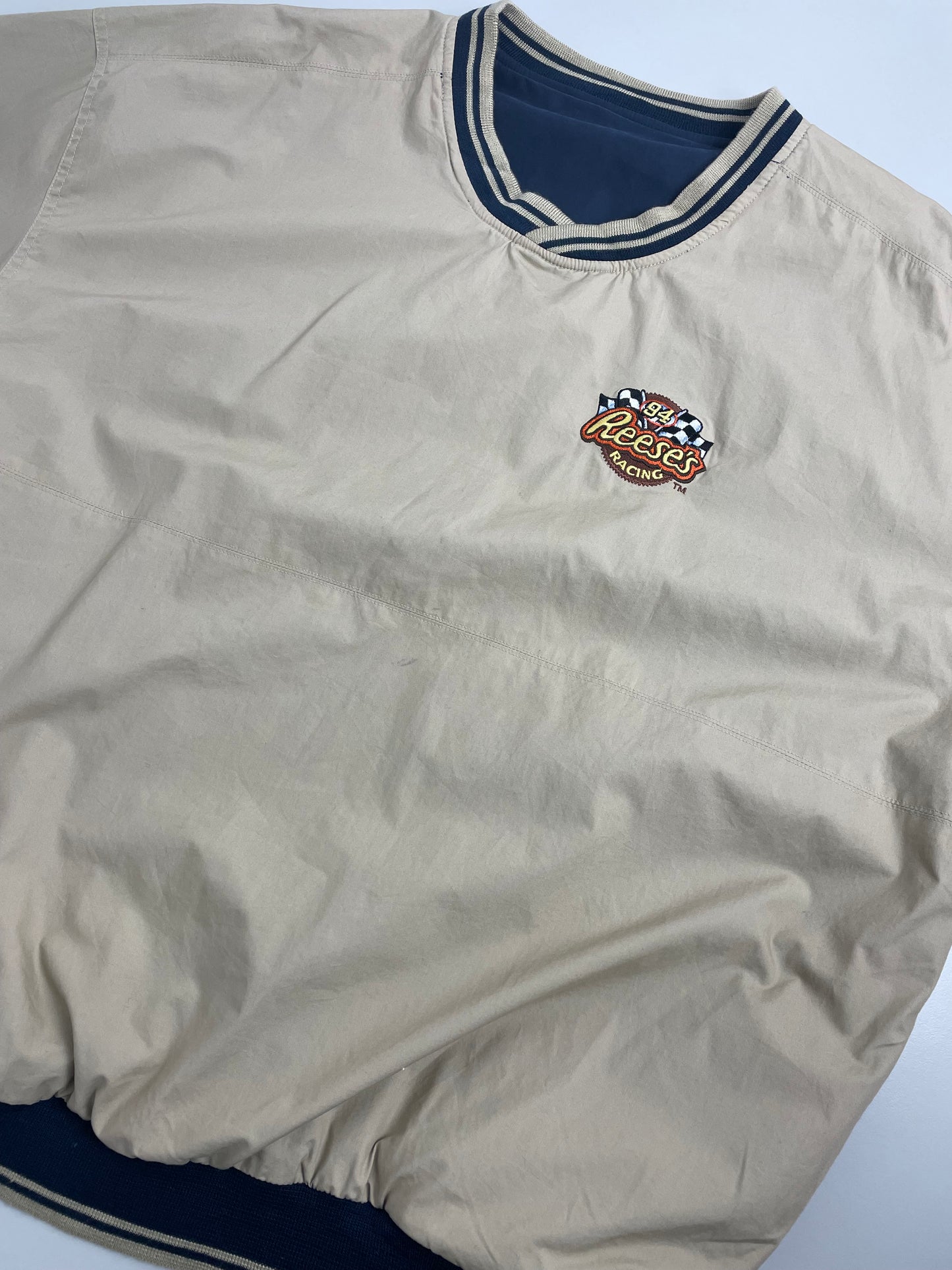 90s Reese's Racing Reversible Pullover Beige Black XL