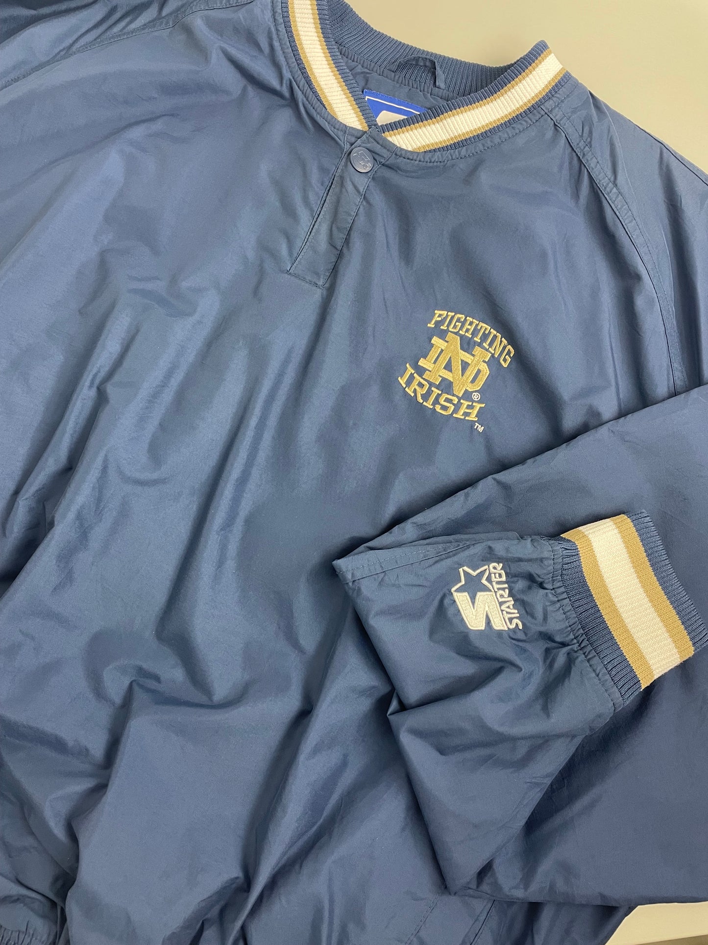 90s Starter Notre Dame Fighting Irish Pullover Navy XXL