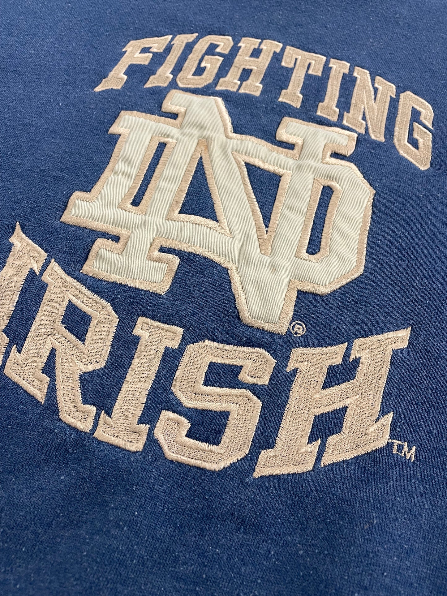 90s Starter Notre Dame Fighting Irish NCAA Sweatshirt Blue Gold L/XL