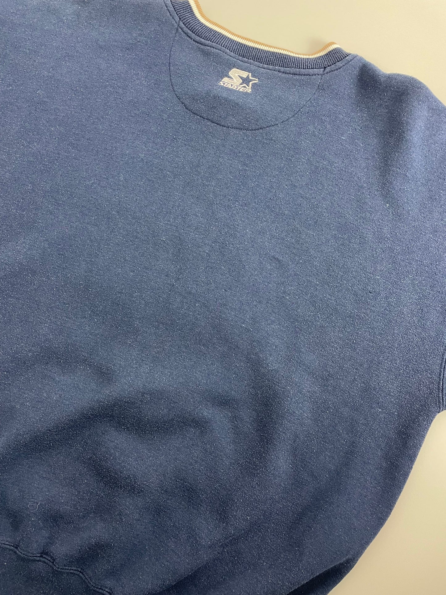 90s Starter Notre Dame Fighting Irish NCAA Sweatshirt Blue Gold L/XL