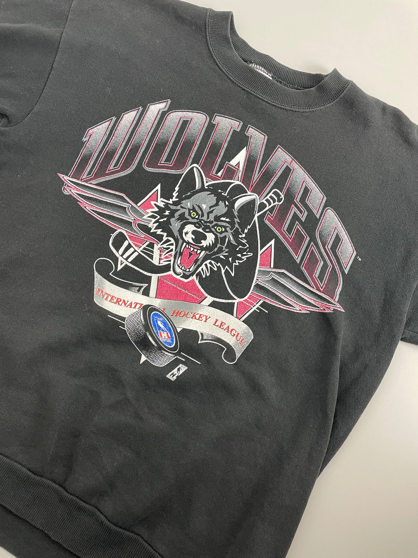 90s League Leader Chicago Wolves NHL/IHL Sweatshirt Black M