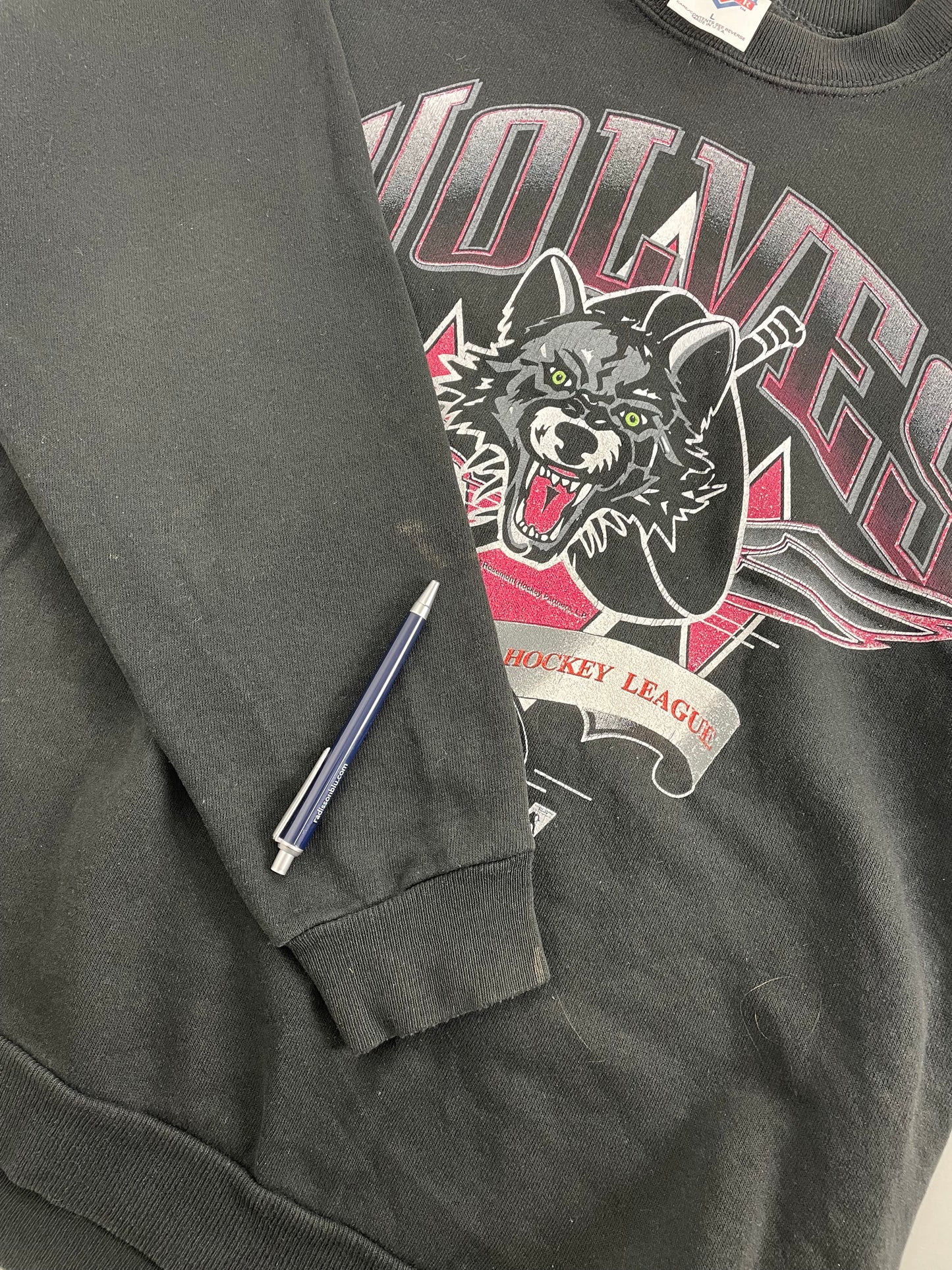 90s League Leader Chicago Wolves NHL/IHL Sweatshirt Black M