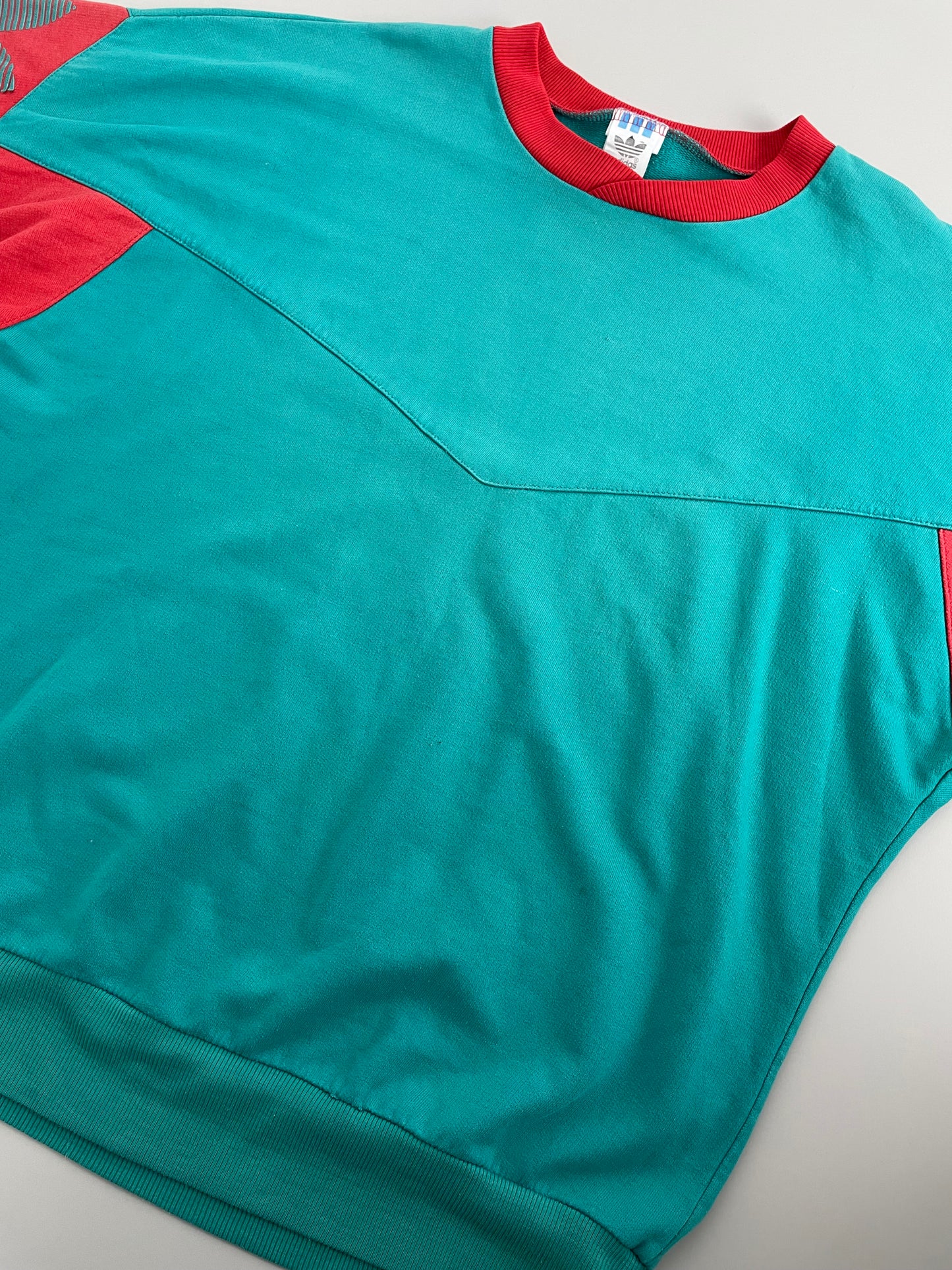 90s Adidas Sweatshirt Green Red M