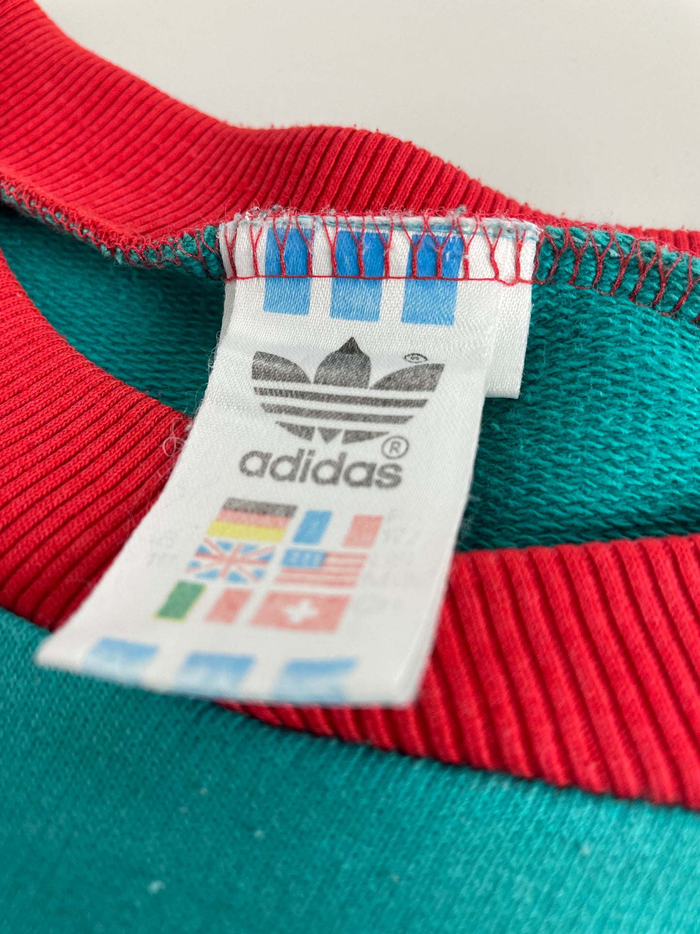 90s Adidas Sweatshirt Green Red M