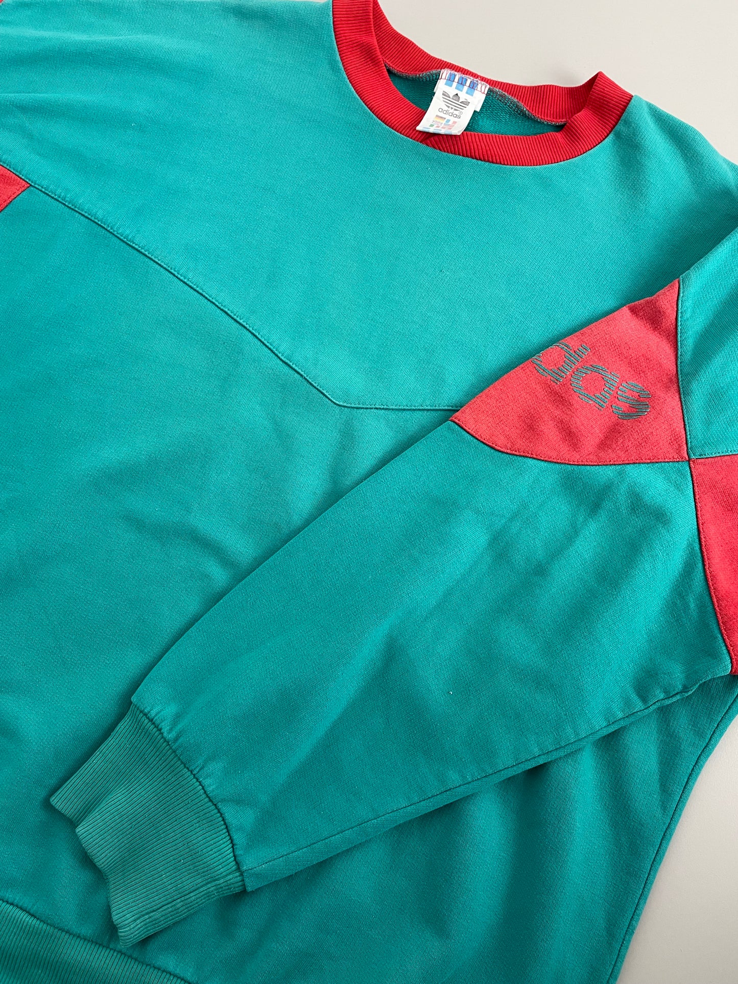 90s Adidas Sweatshirt Green Red M