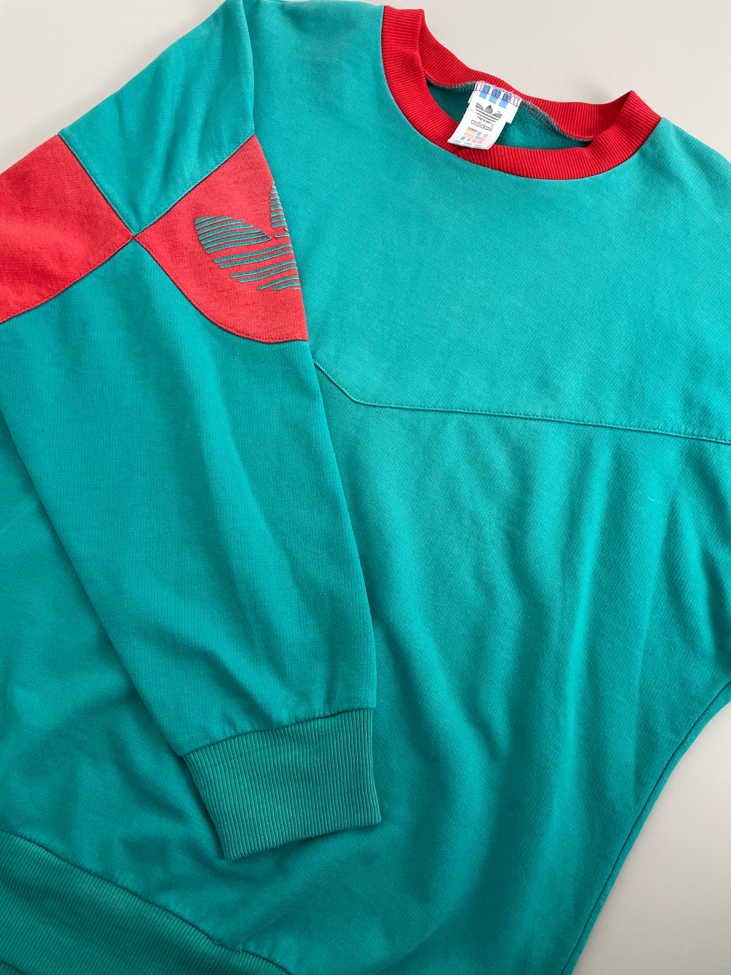 90s Adidas Sweatshirt Green Red M