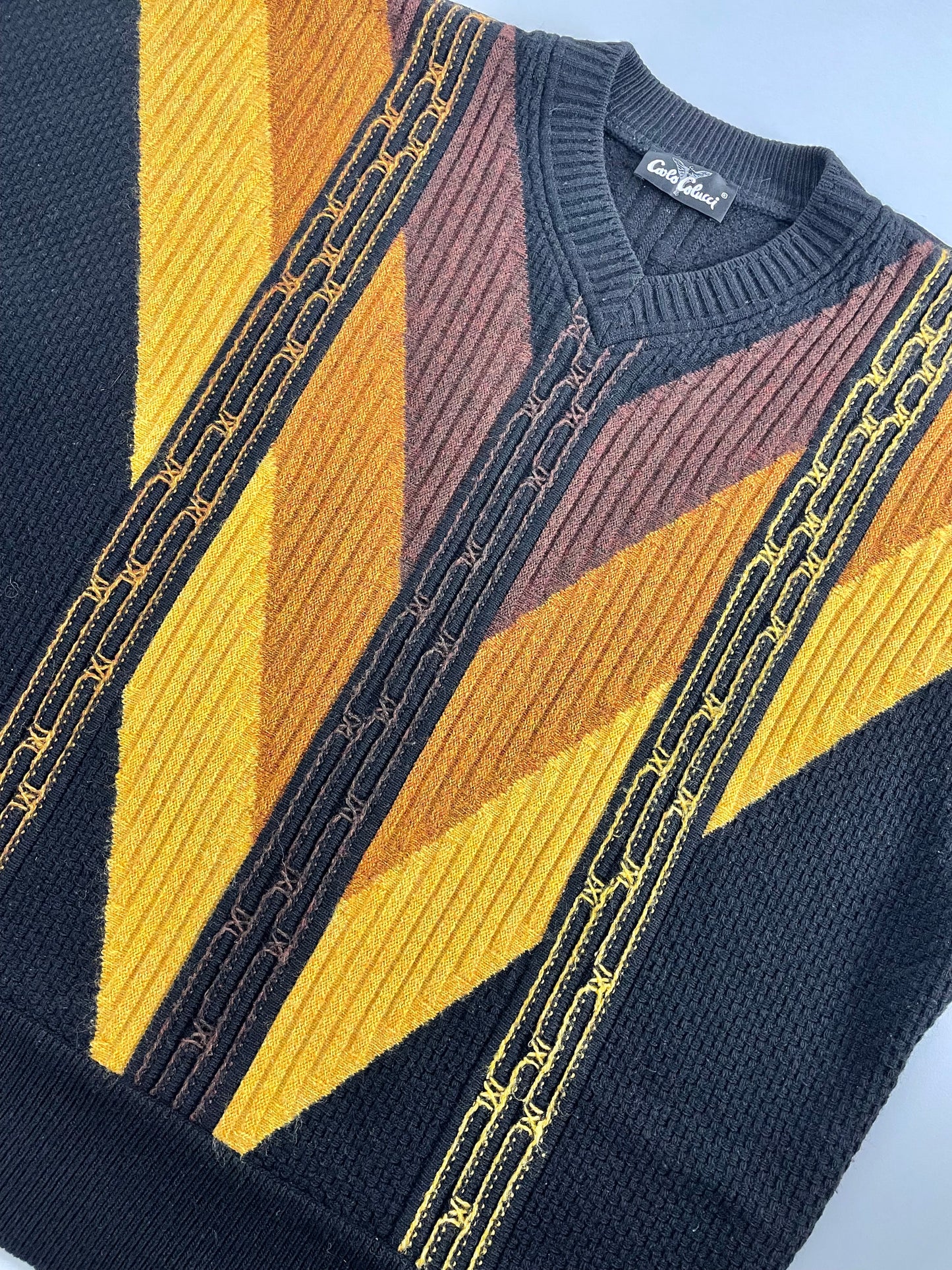 90s Carlo Colucci Knit Black Yellow L