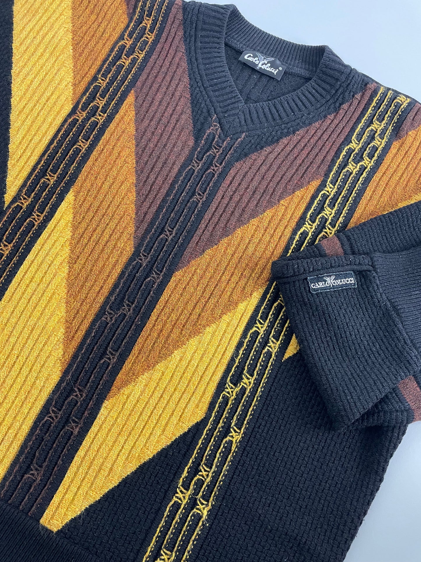 90s Carlo Colucci Knit Black Yellow L