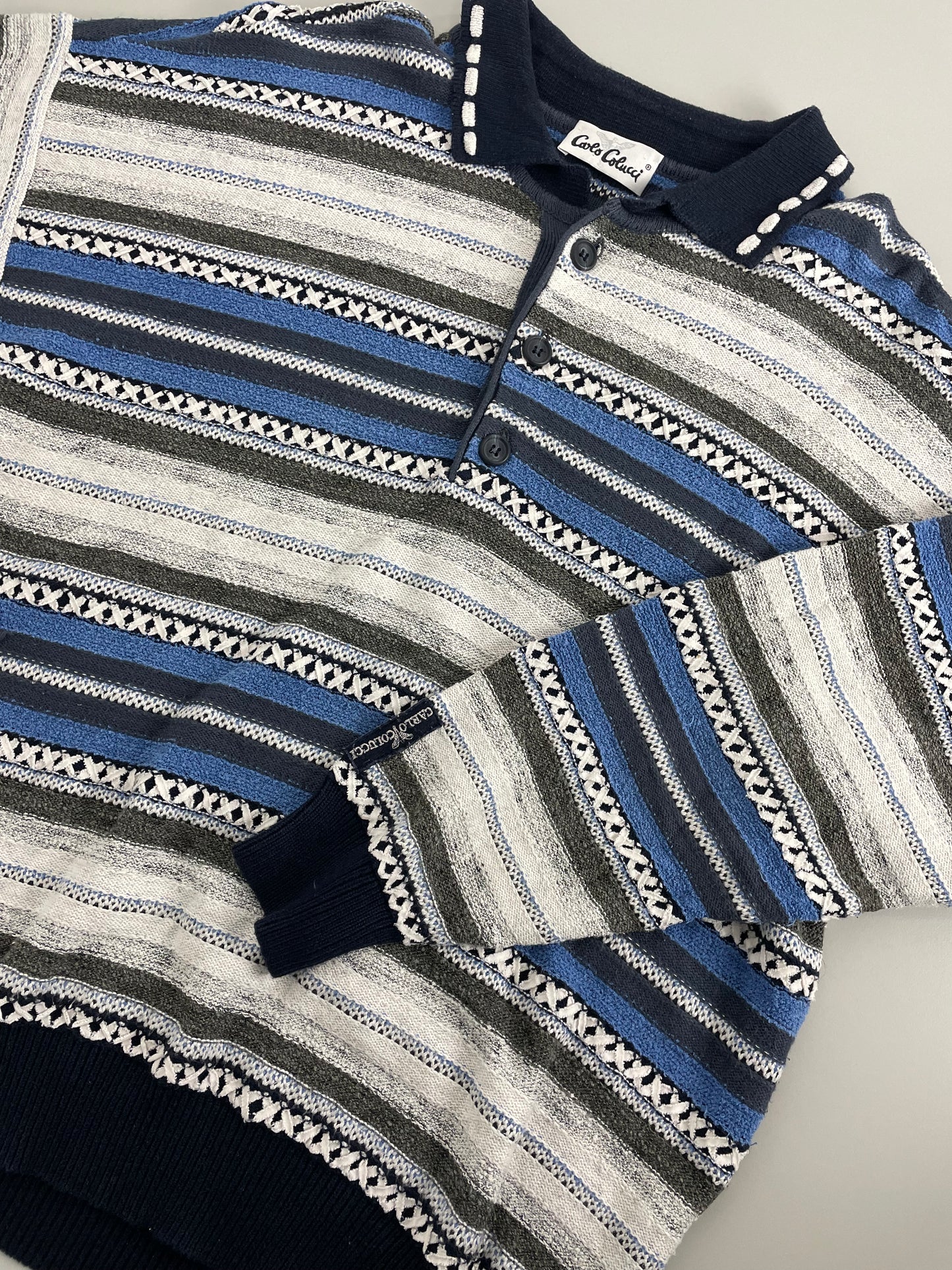 90s Carlo Colucci Knit Blue White L (50)