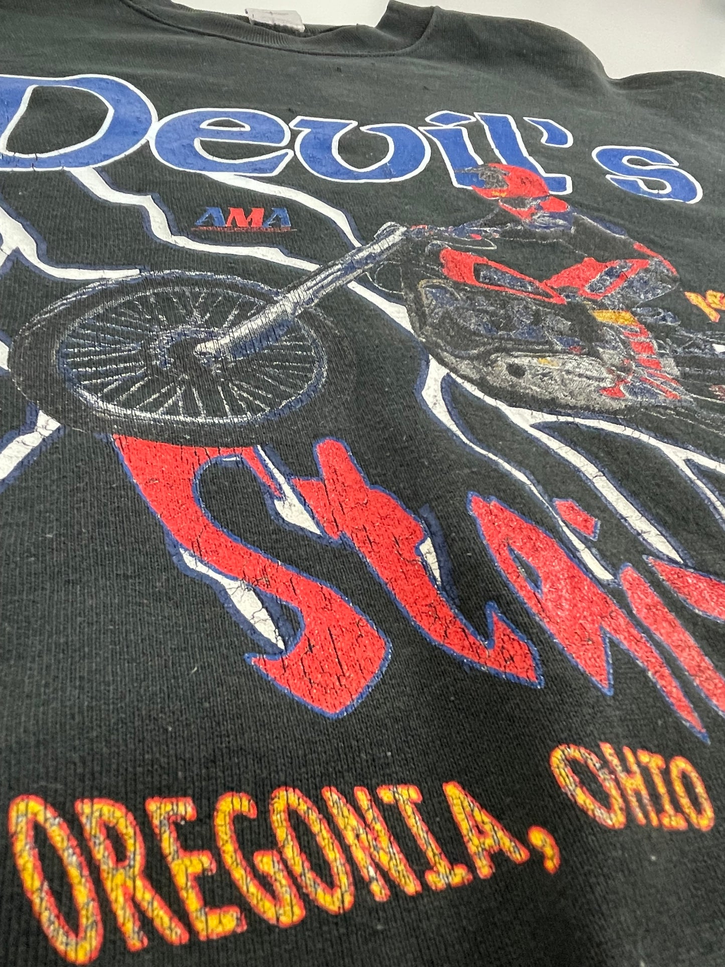 90s Fruit of the Loom Devil's Staircase Sweatshirt Black L