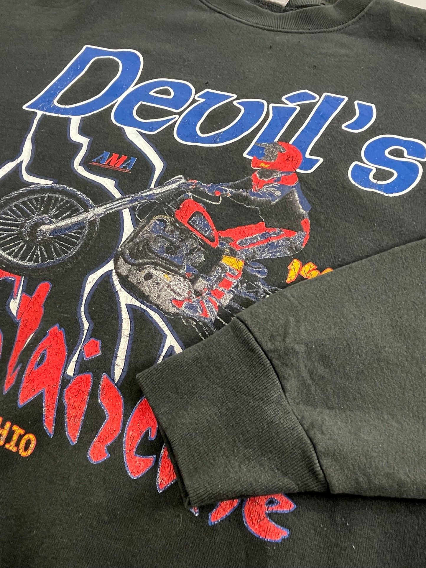 90s Fruit of the Loom Devil's Staircase Sweatshirt Black L