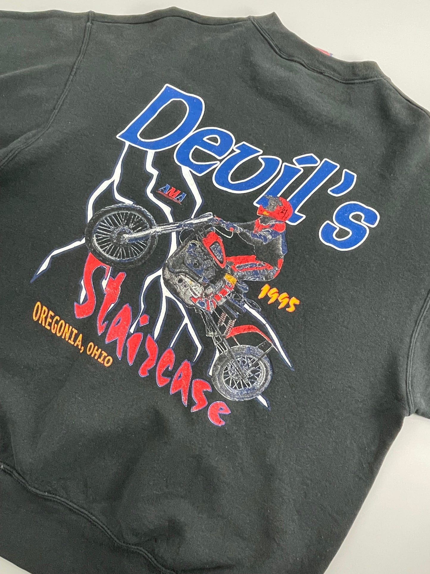 90s Fruit of the Loom Devil's Staircase Sweatshirt Black L