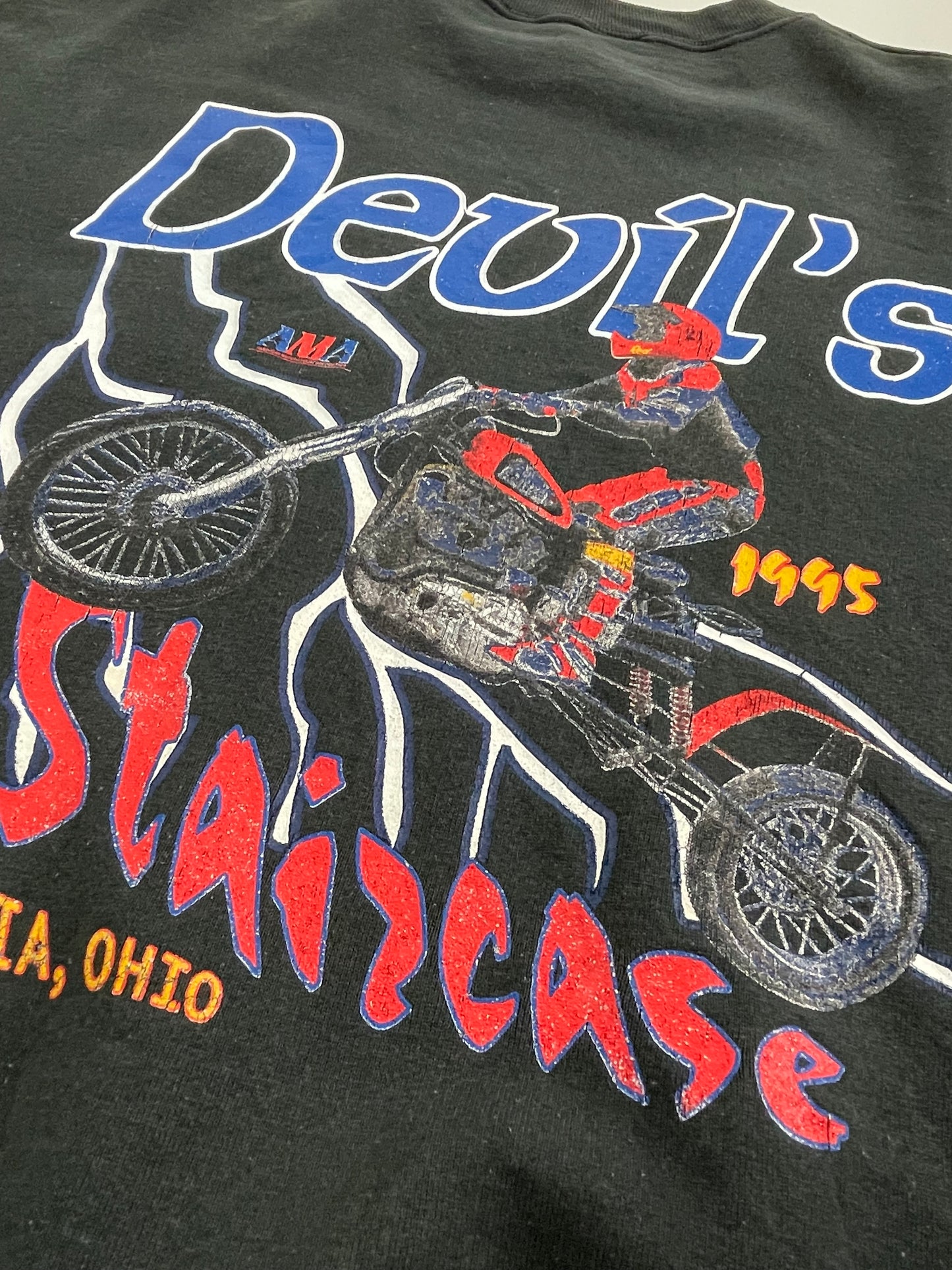 90s Fruit of the Loom Devil's Staircase Sweatshirt Black L
